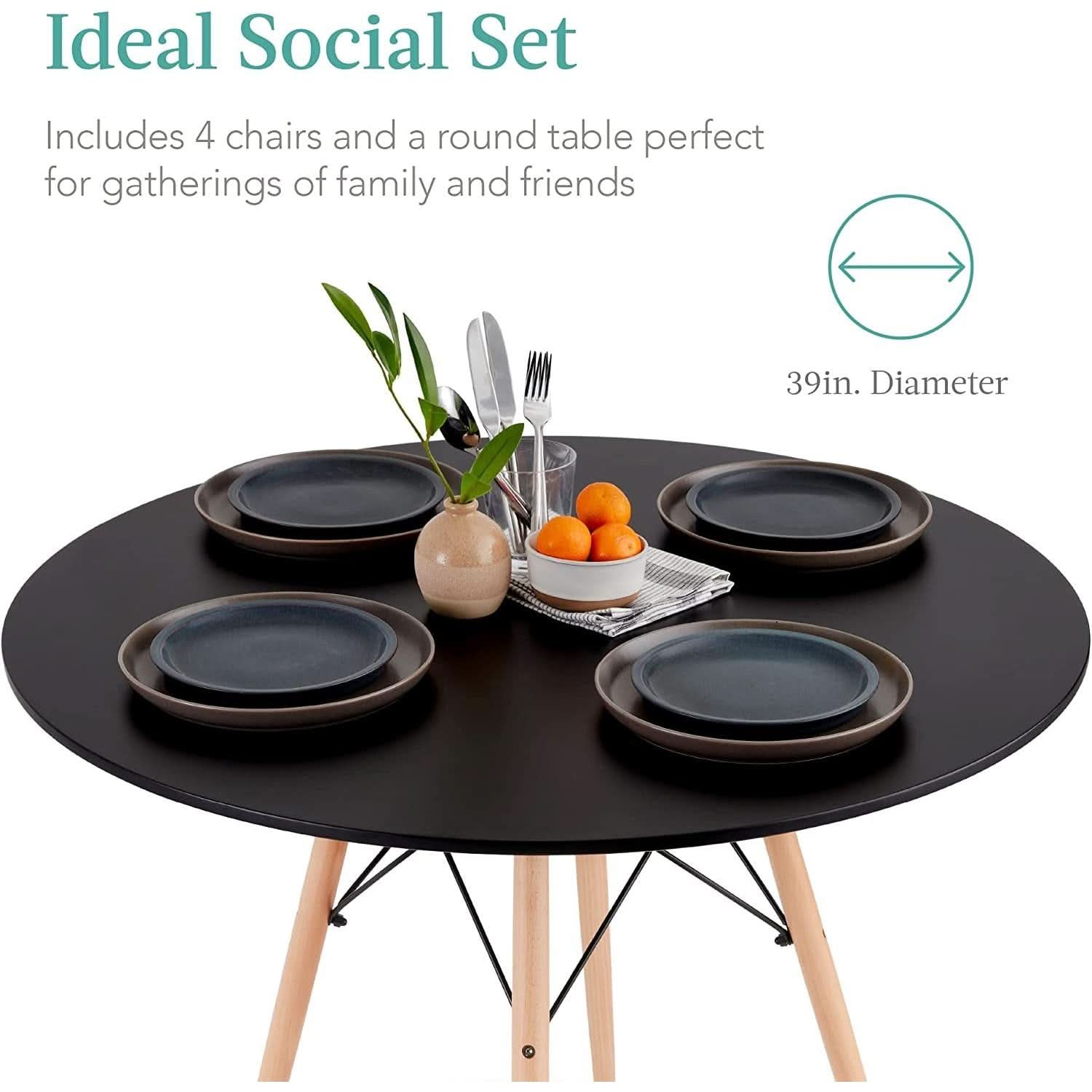 Five Piece Compact Table And Chair Set With Plastic Seats