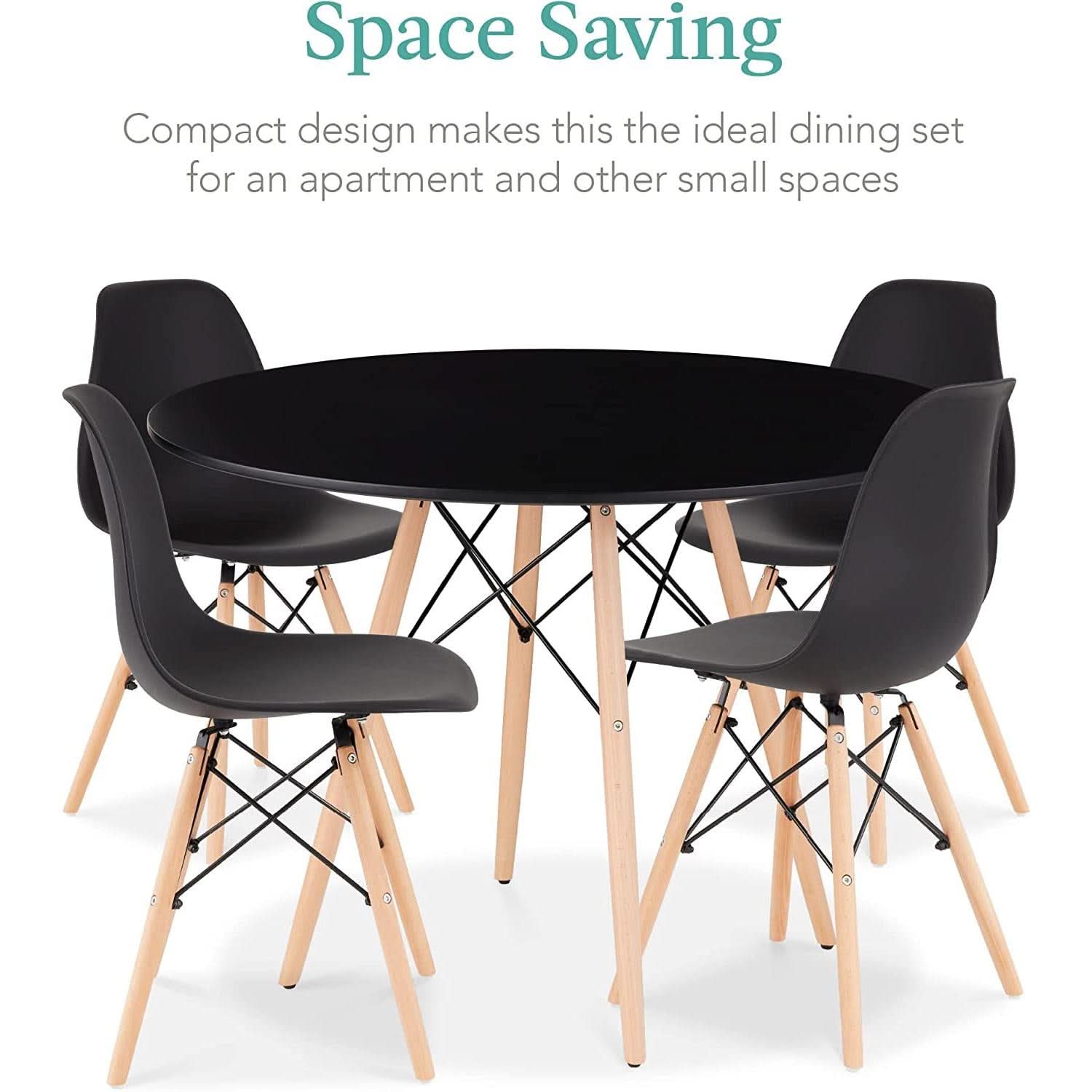 Five Piece Compact Table And Chair Set With Plastic Seats