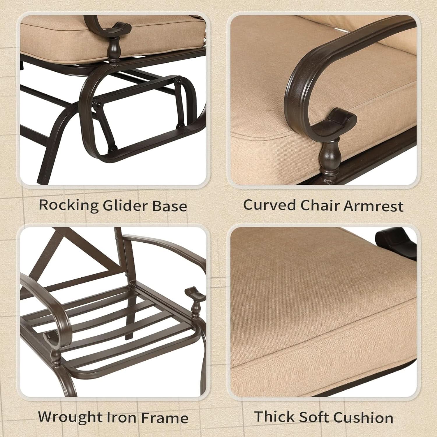 Five Piece Outdoor Metal Patio Furniture Conversation Set