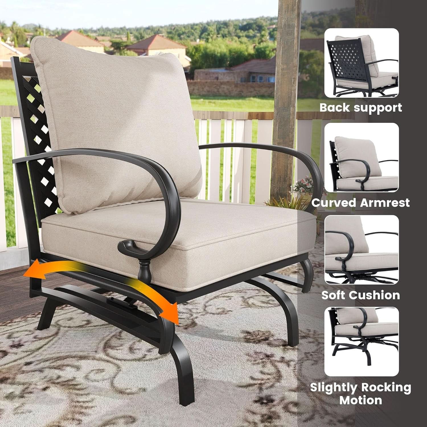 Five Piece Outdoor Patio Furniture Set with Cushions