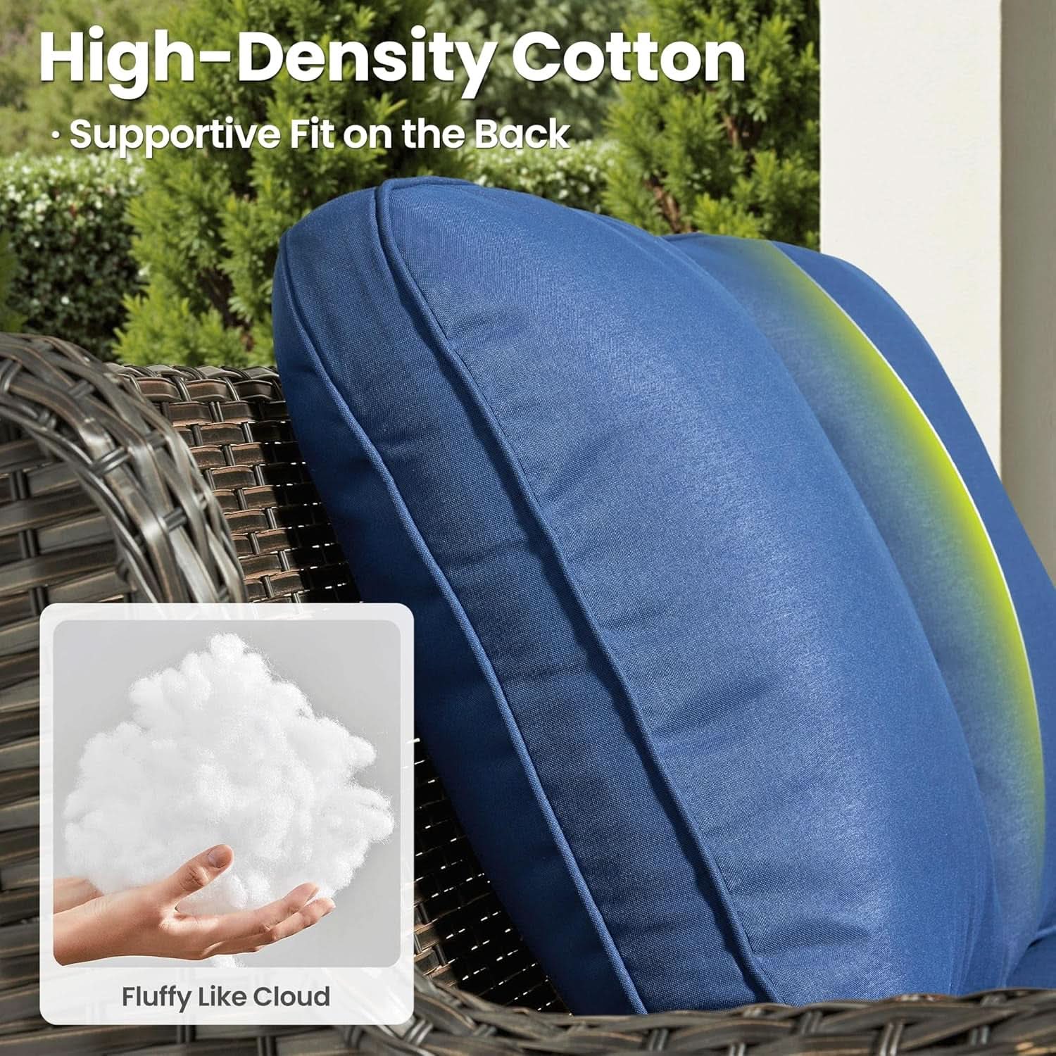 Five Piece Outdoor Wicker Patio Set With Cushions Navy Blue