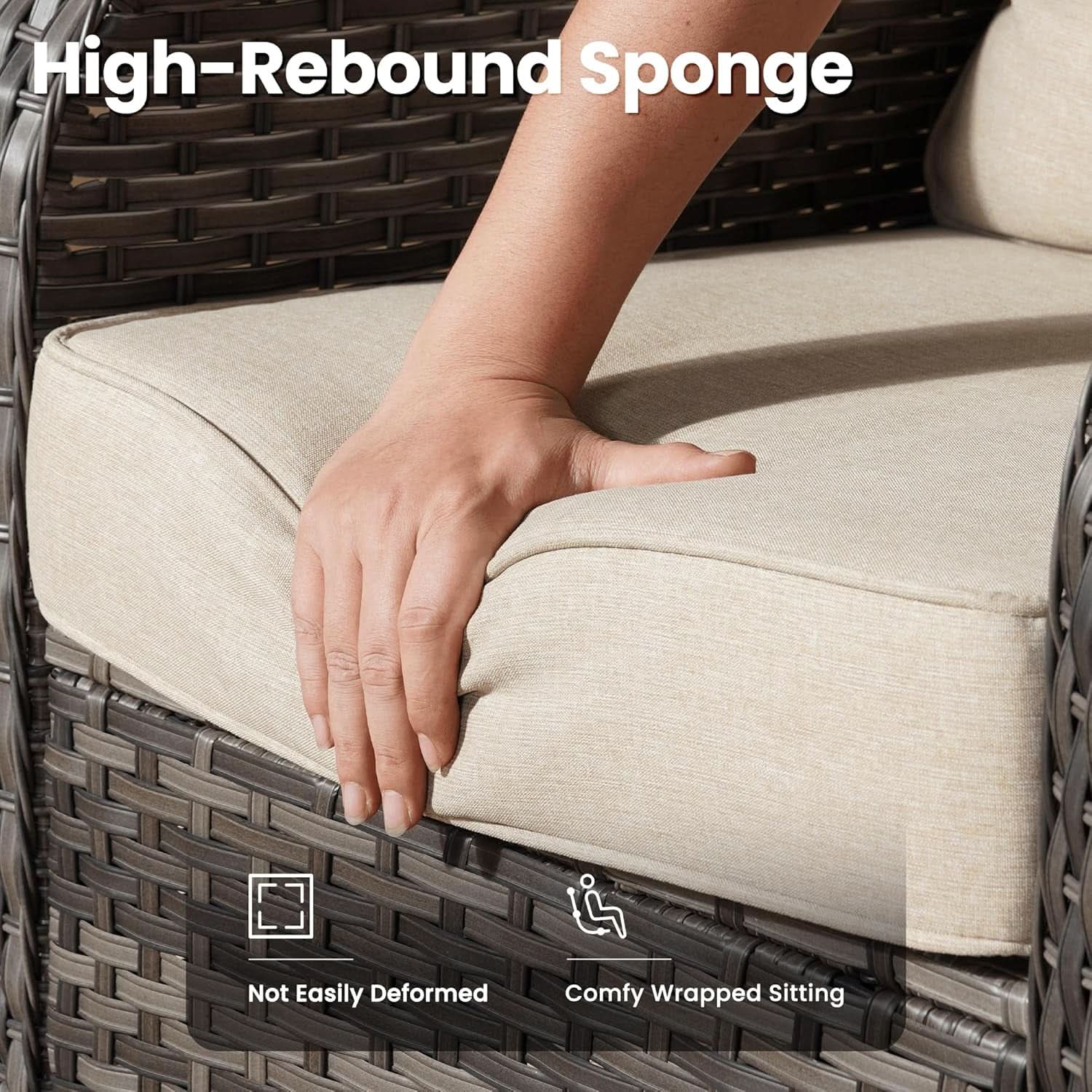 Five Piece Outdoor Wicker Sofa Set with Cushions