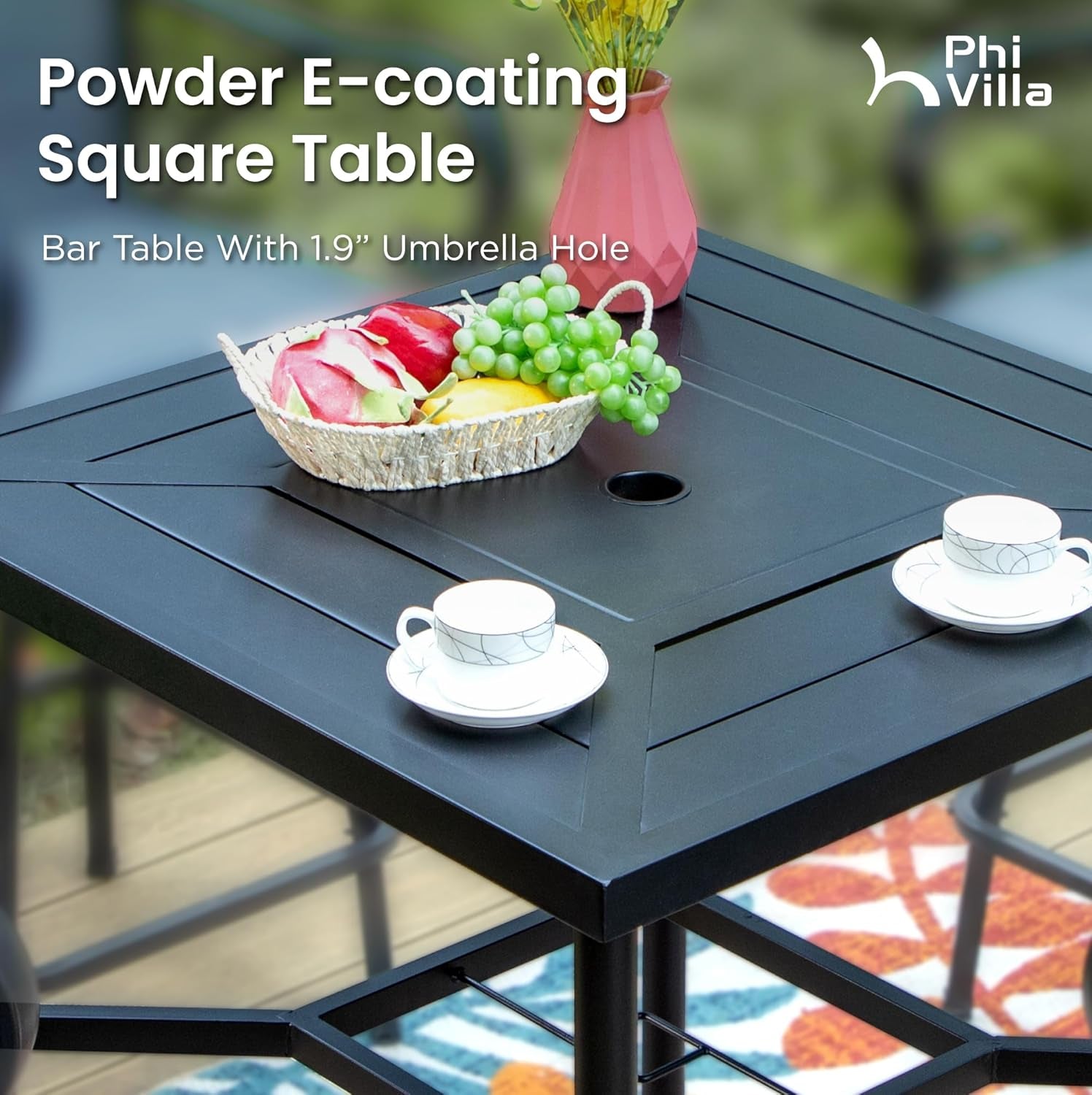 Five Piece Patio Bar Set with Swivel Padded Stools