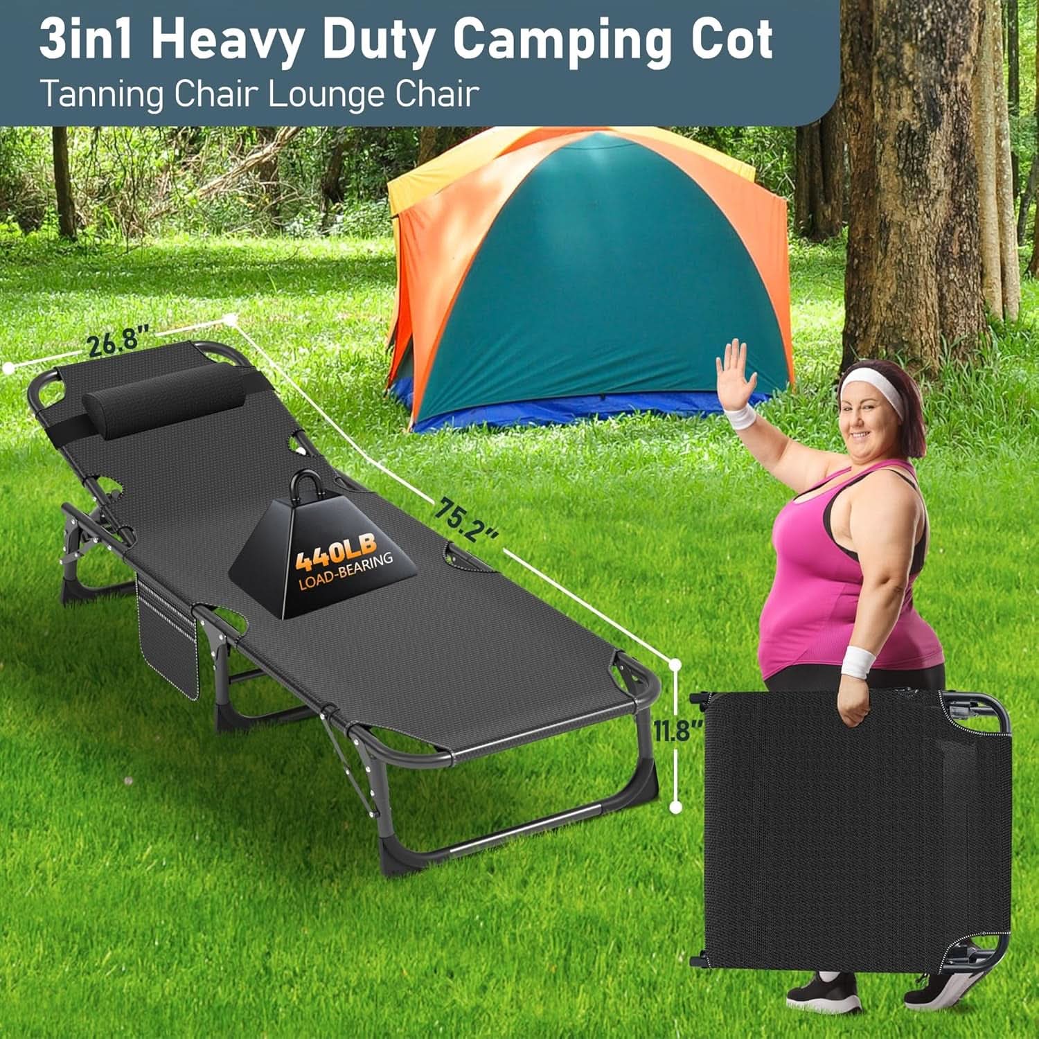 Five Position Adjustable Padded Outdoor Lounge Chair