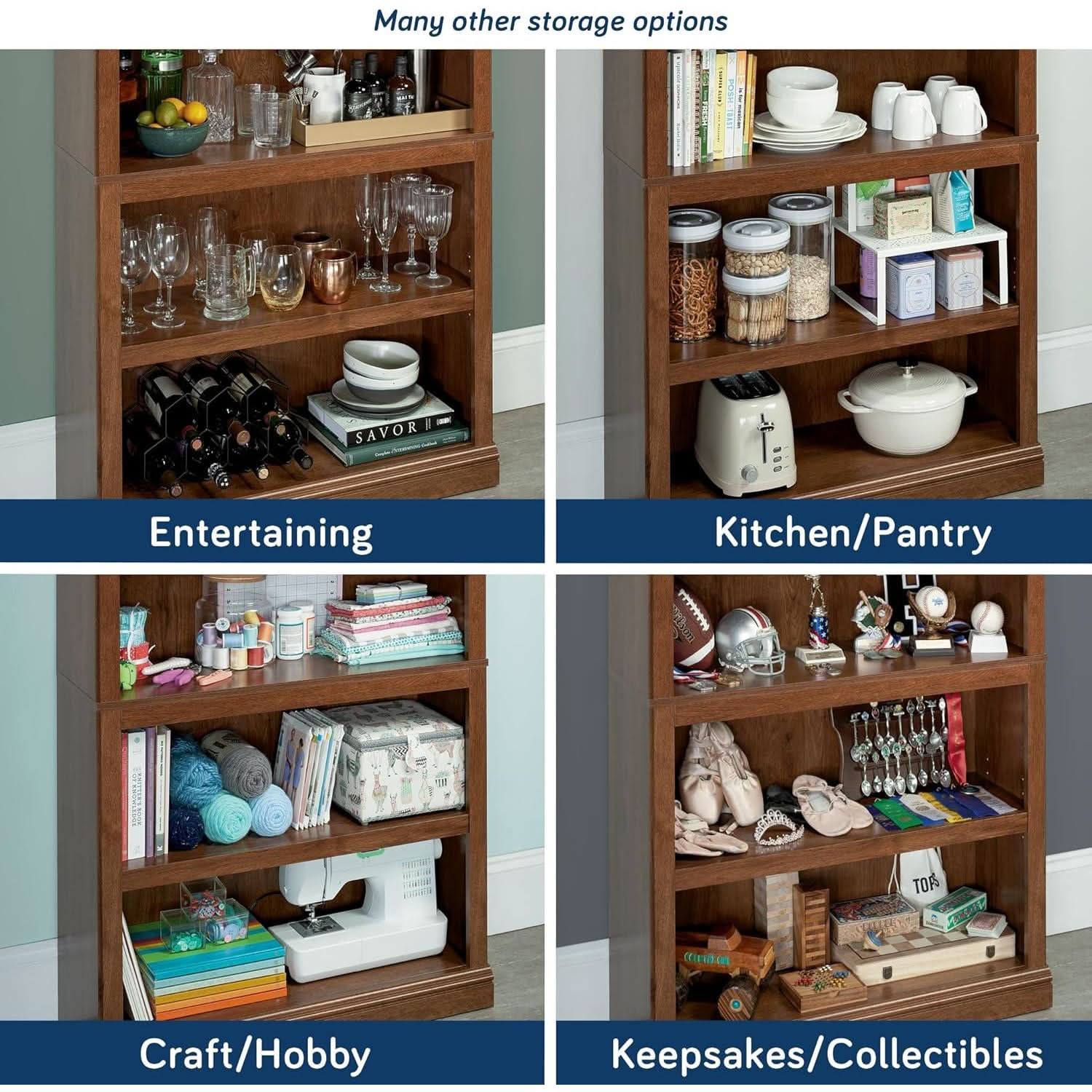 Five Shelf Bookcase In Oiled Oak Finish 35.28 Length 13.23 Width 69.76 Inches