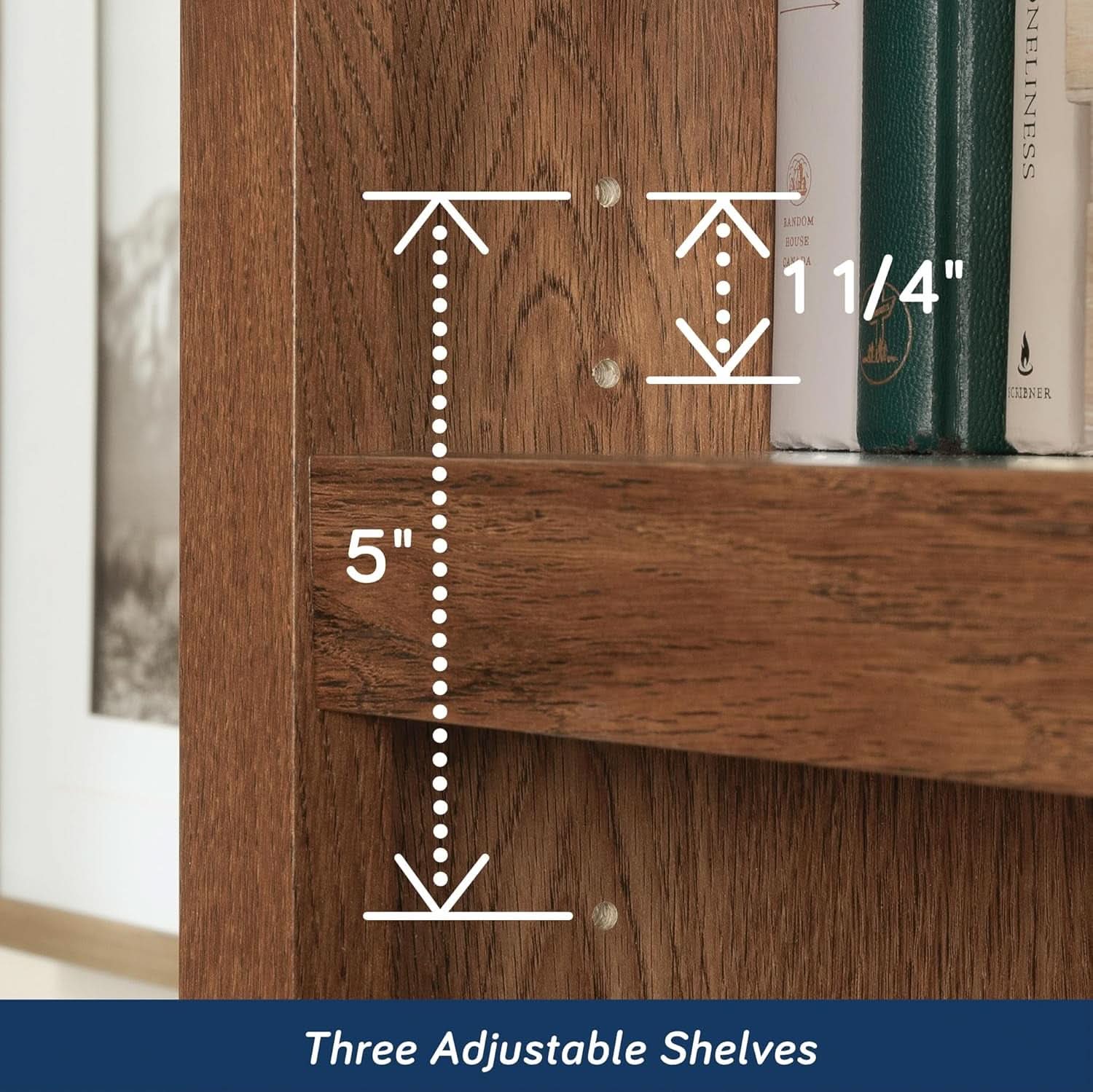 Five Shelf Bookcase In Oiled Oak Finish 35.28 Length 13.23 Width 69.76 Inches
