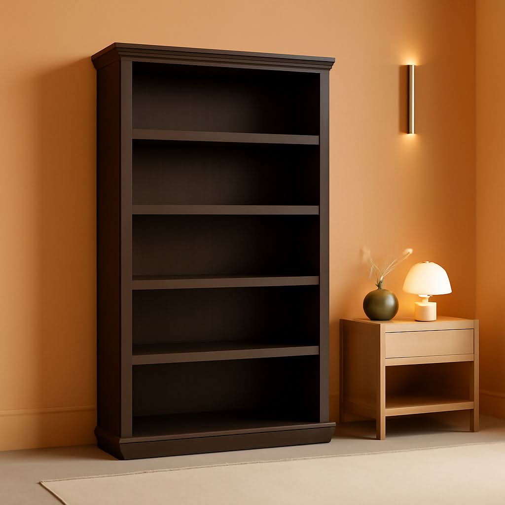 Five Shelf Bookcase Jamocha Wood With Adjustable Shelves