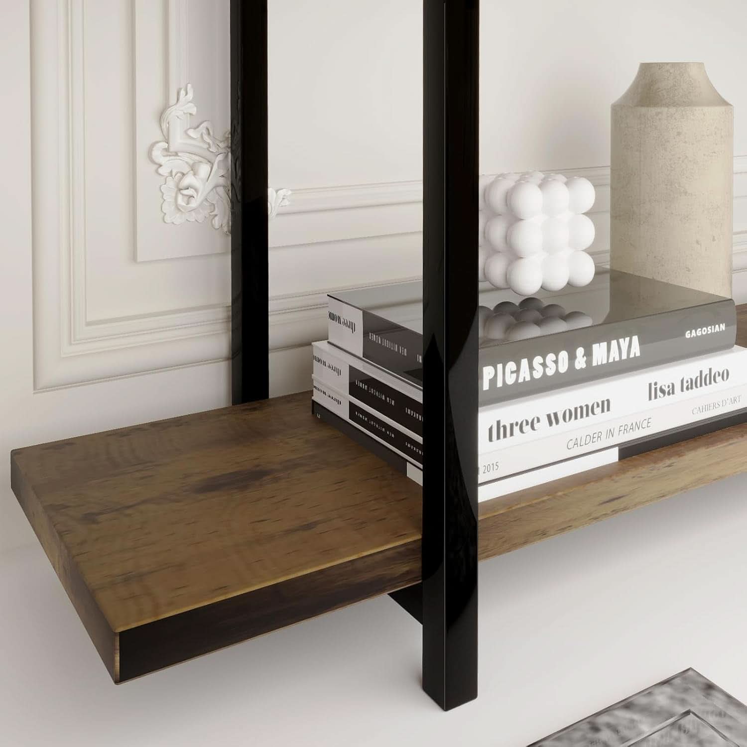 Five Tier Bookshelf Organizer Rustic Brown Metal Shelving