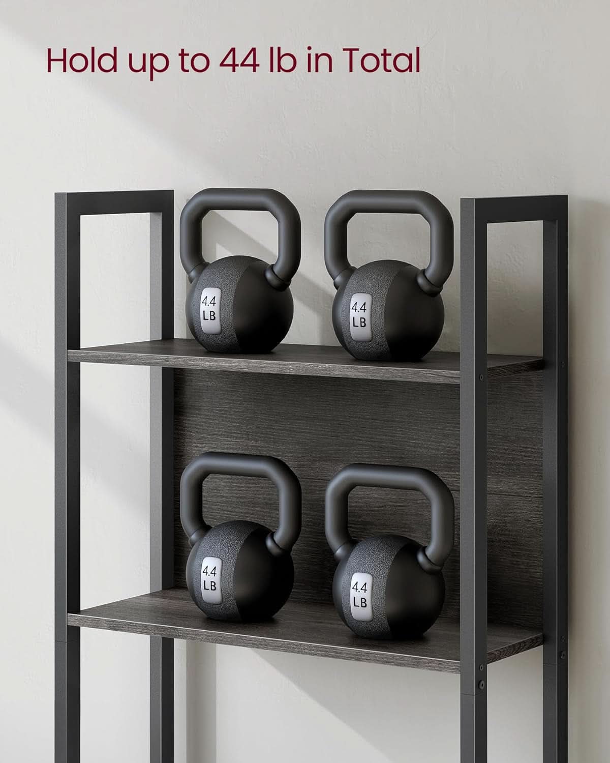 Five Tier Bookshelf With Steel Frame Charcoal Gray Black