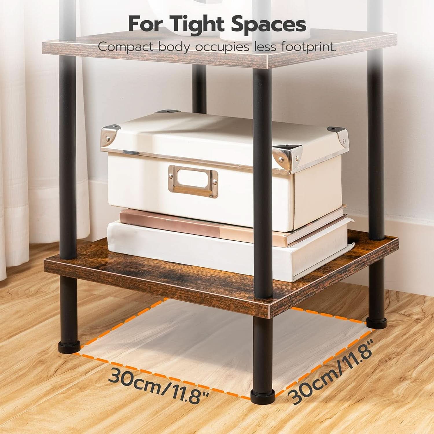 Five Tier Corner Shelf Stand Rustic Brown And Black Bookcase