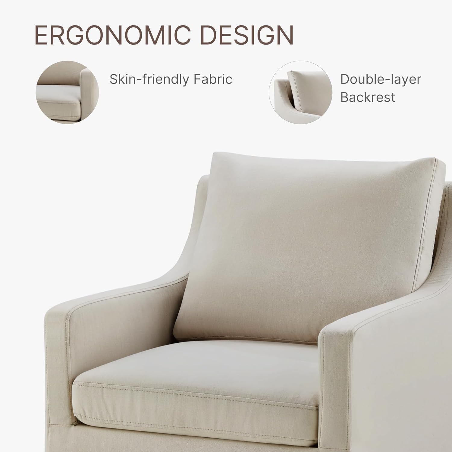 Flax Beige Upholstered Dining Chair With Casters Set Of 2
