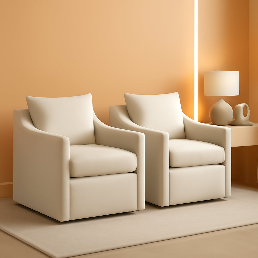 Flax Beige Upholstered Dining Chair With Casters Set Of 2