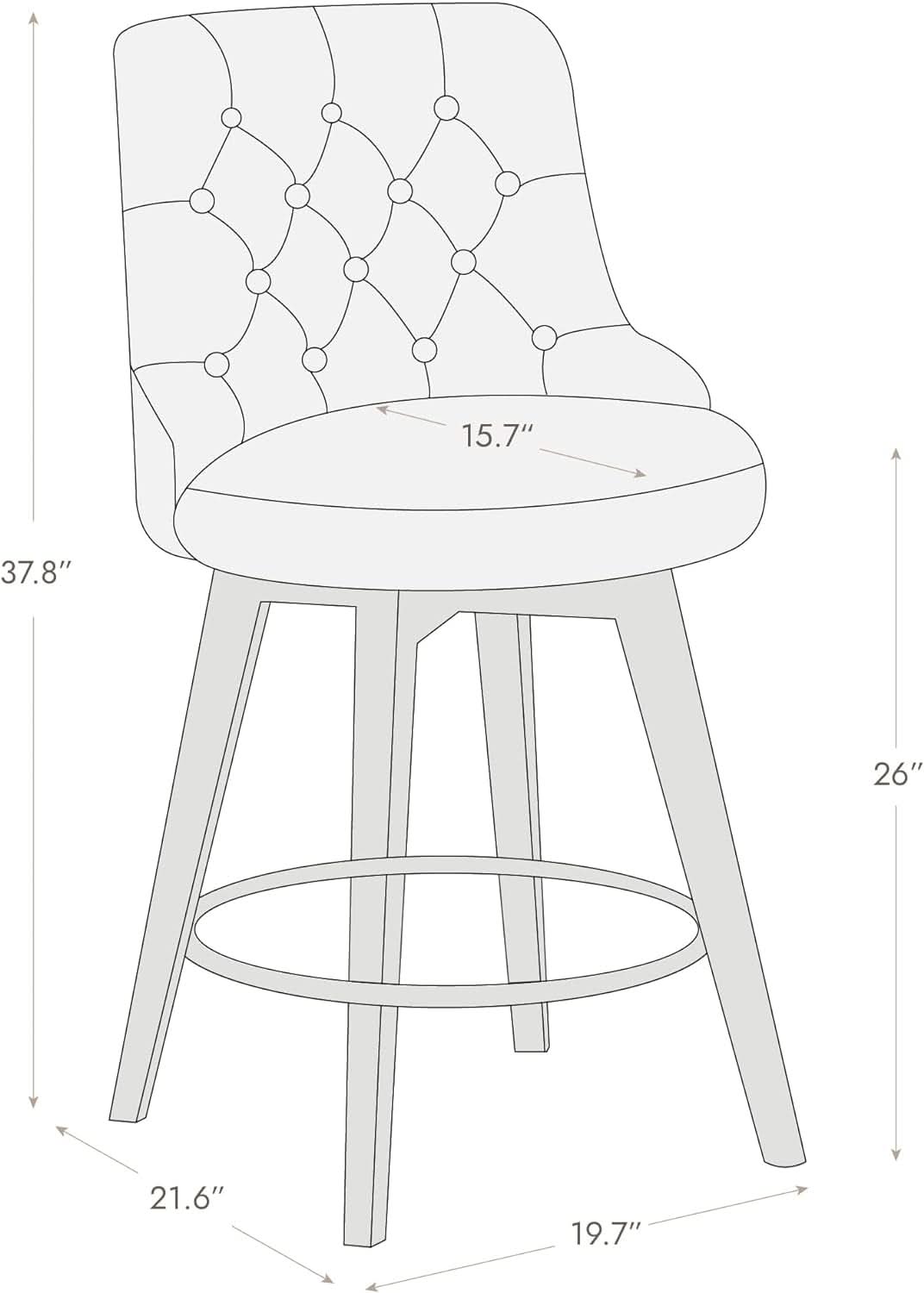 Flint Grey Upholstered Swivel Bar Stool 26 Inch Set Of 2