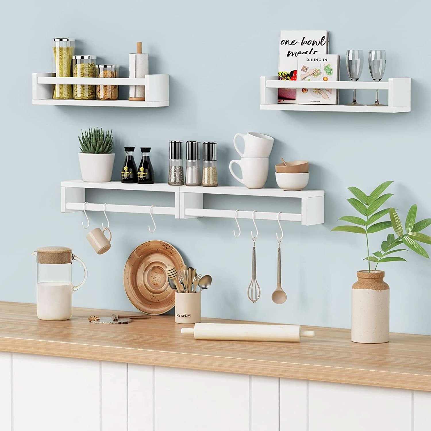 Floating Nursery Wall Shelves Set of 4 White Bookshelves