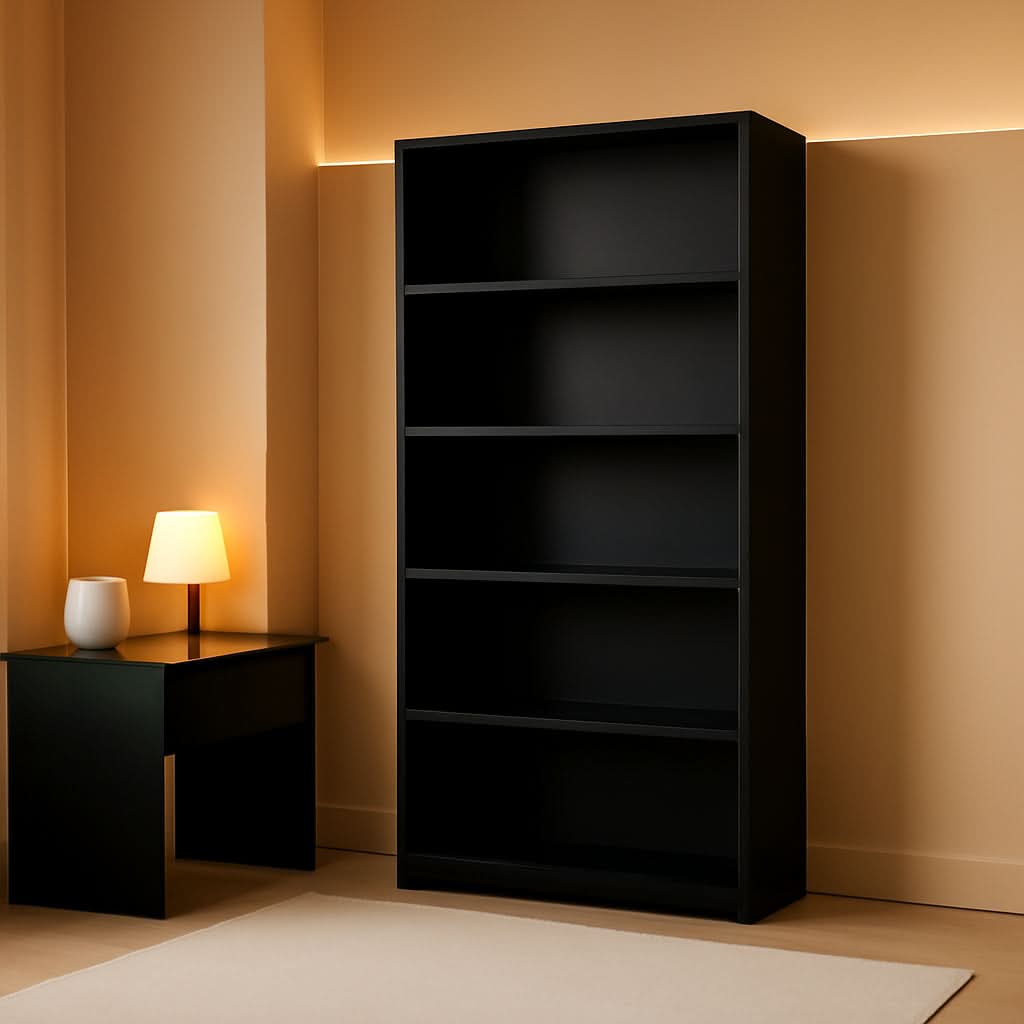 Floor Standing Walnut Finish Bookcase 6 Tier 70 Inches