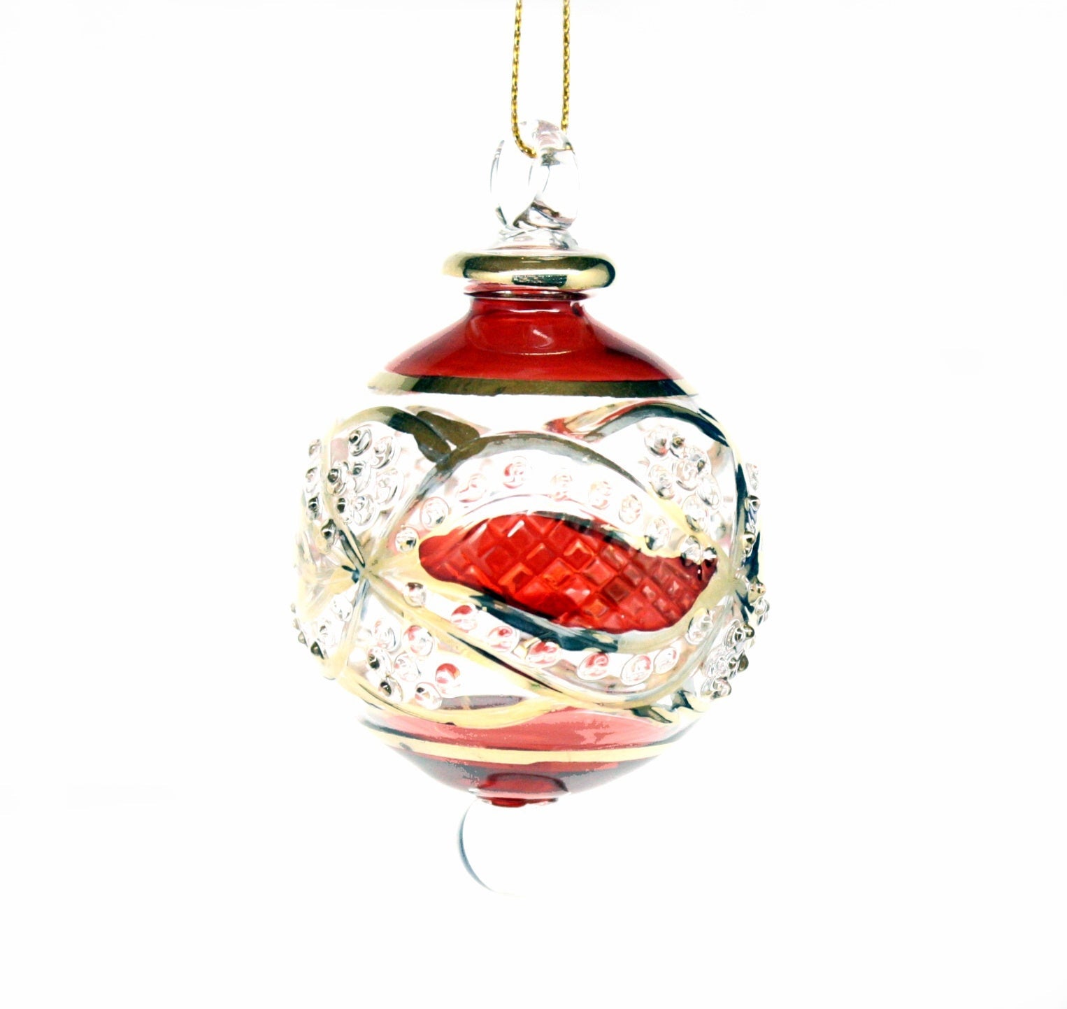 Floral Etched Stipple Ball - Red