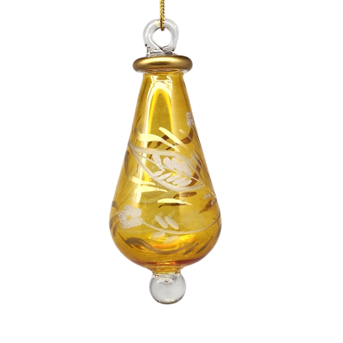 Floral Etched Teardrop - Orange