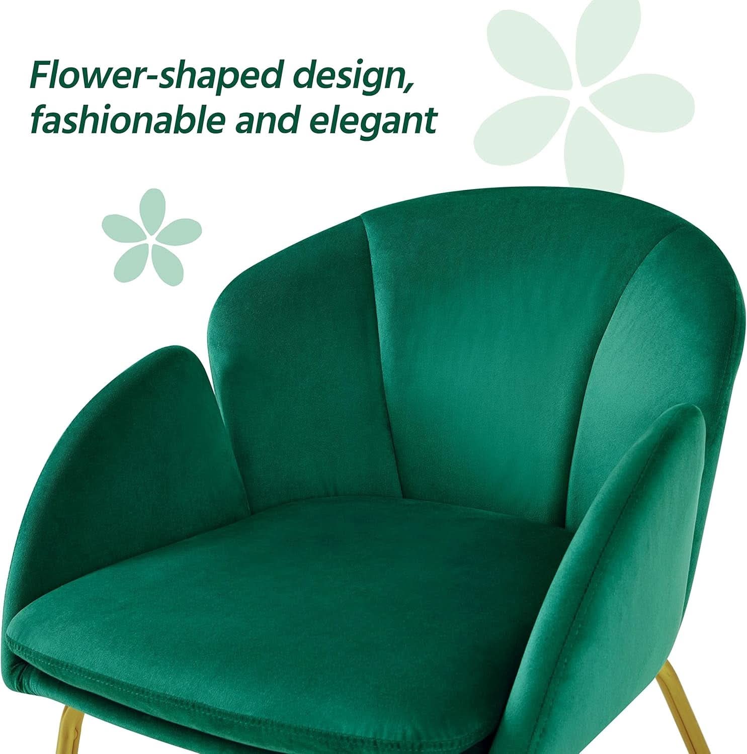 Flower Velvet Vanity Chair Green Upholstery With Gold Legs