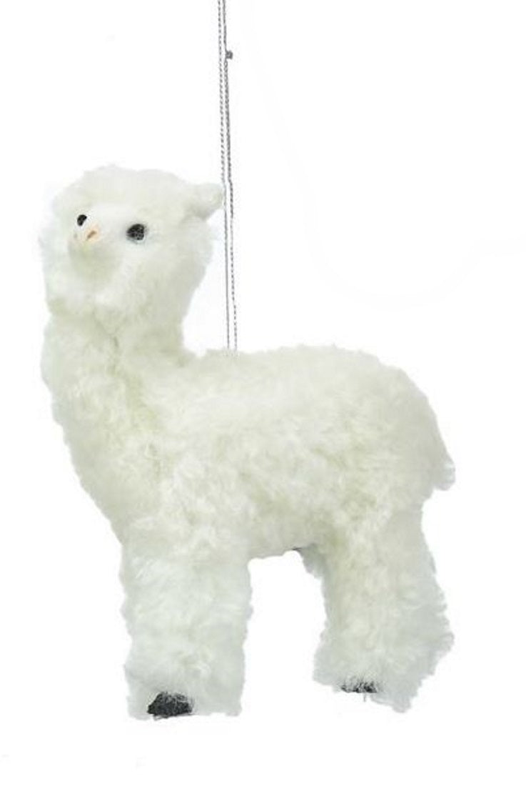 Fluffy Alpaca Ornament - White