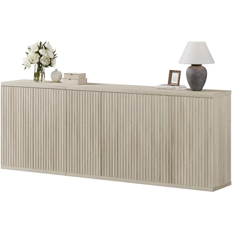 Fluted Modern Accent Cabinet With Adjustable Shelves Doors