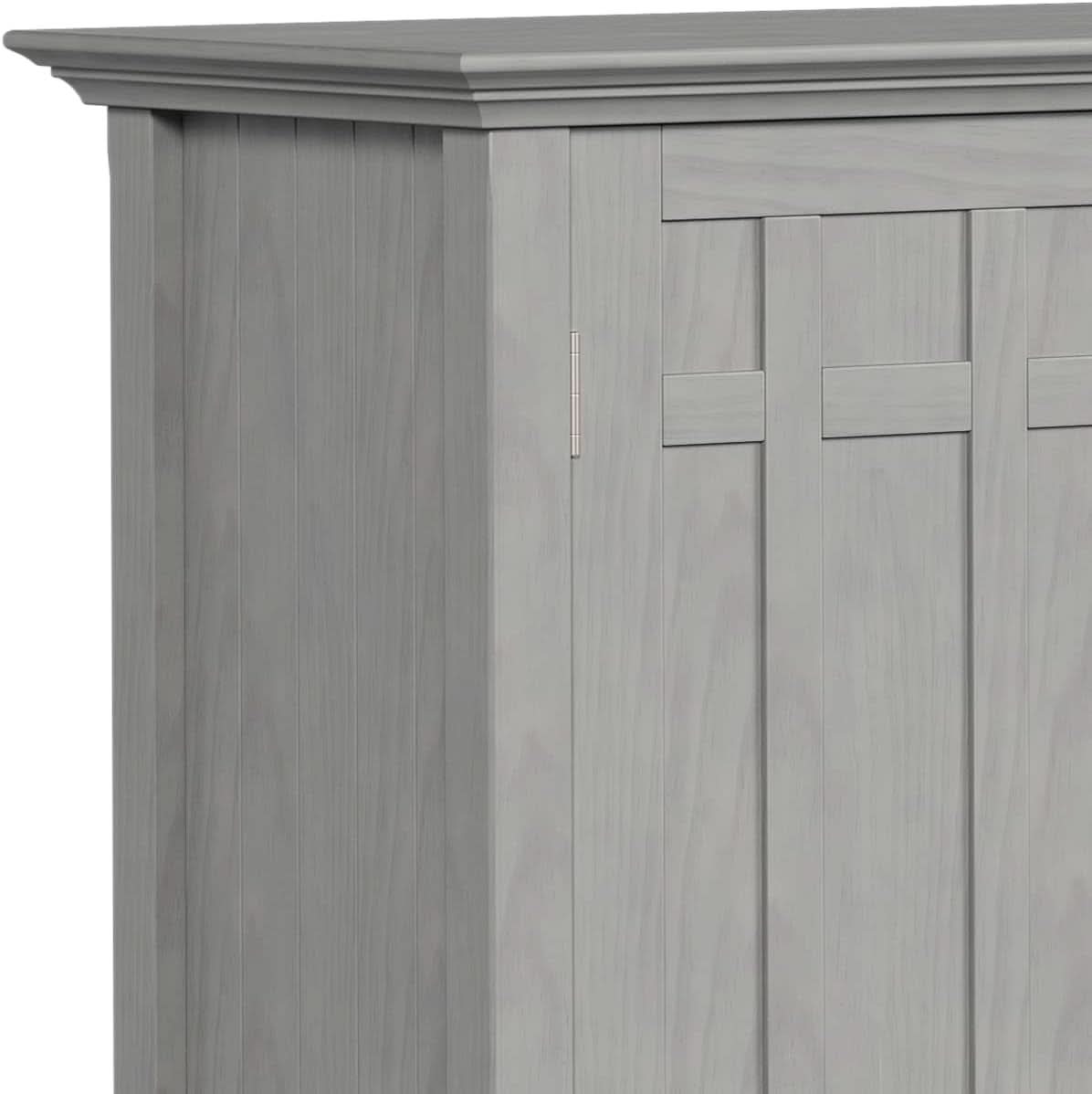 Fog Grey Solid Wood Transitional Sideboard Buffet With Built In Wine Rack