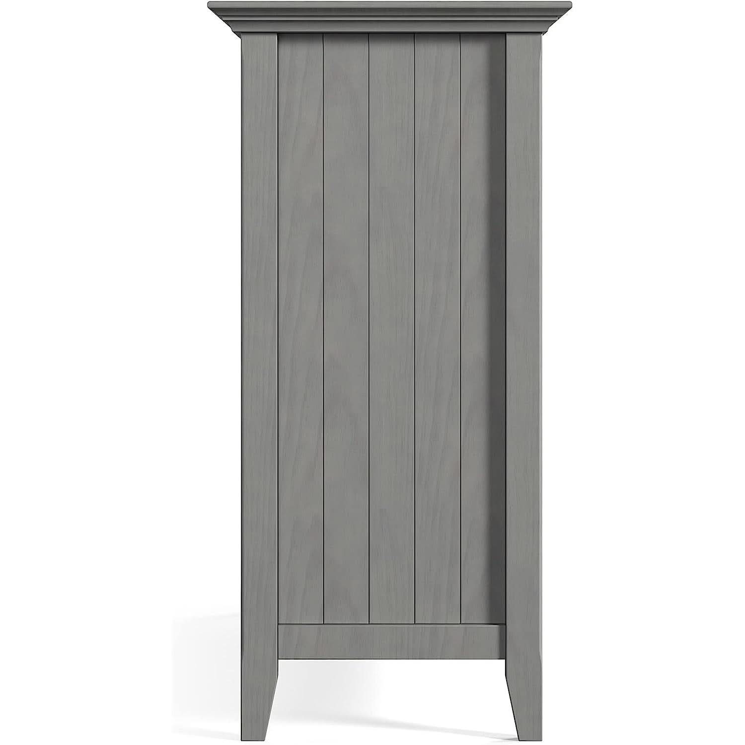 Fog Grey Solid Wood Transitional Sideboard Buffet With Built In Wine Rack