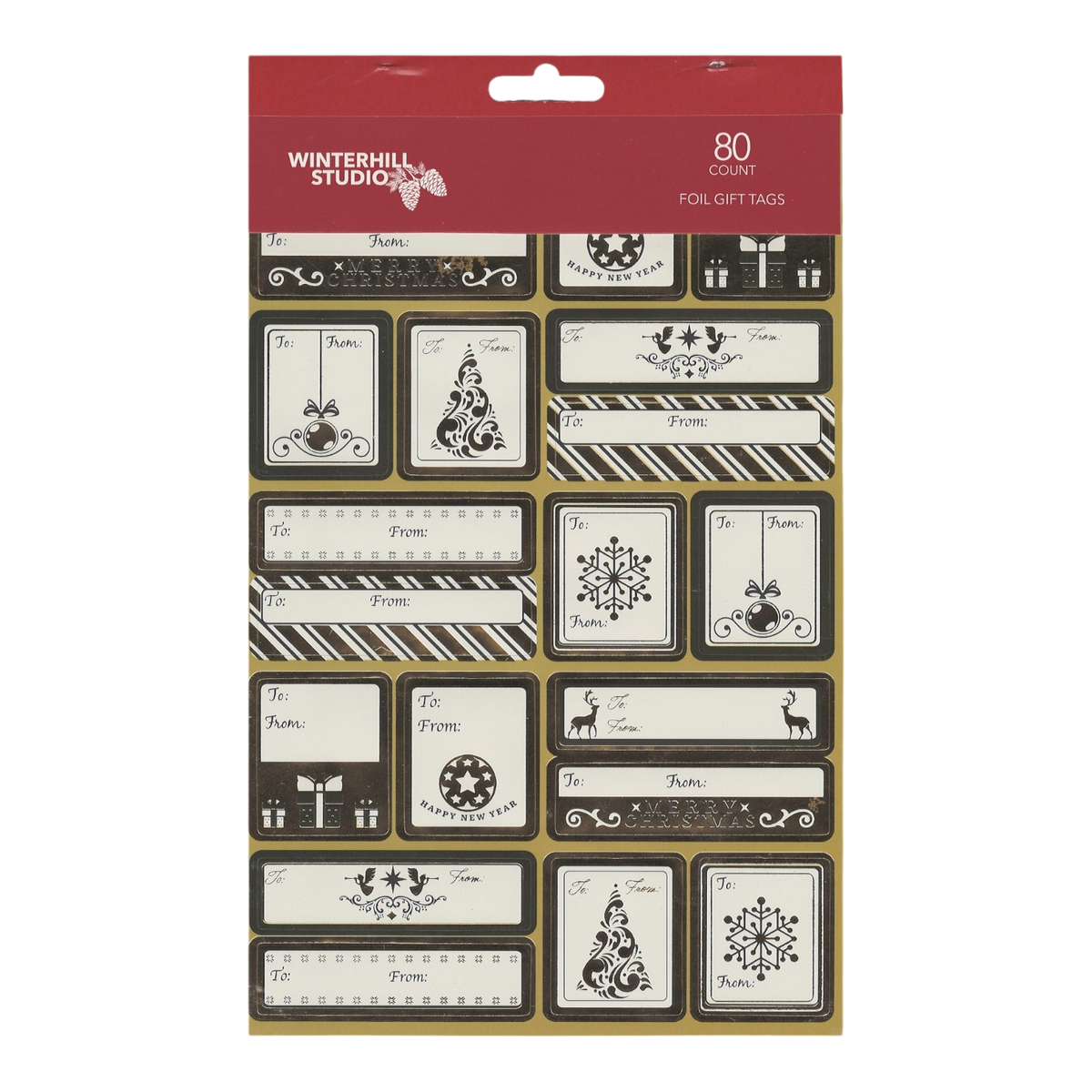 Foil Peel and Stick Gift tags - Elegant Gold