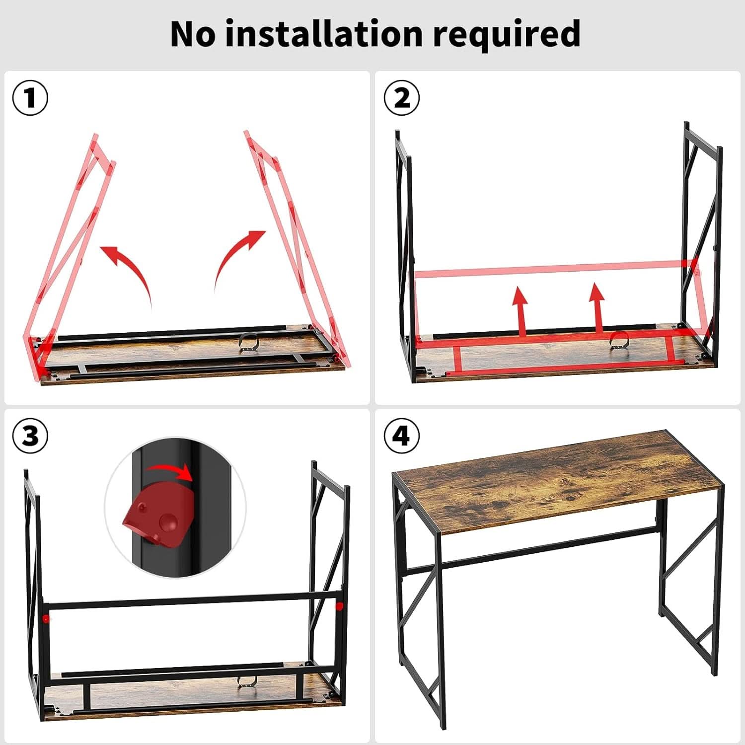 Foldable Desk For Home Office 40.6 Inch No Assembly
