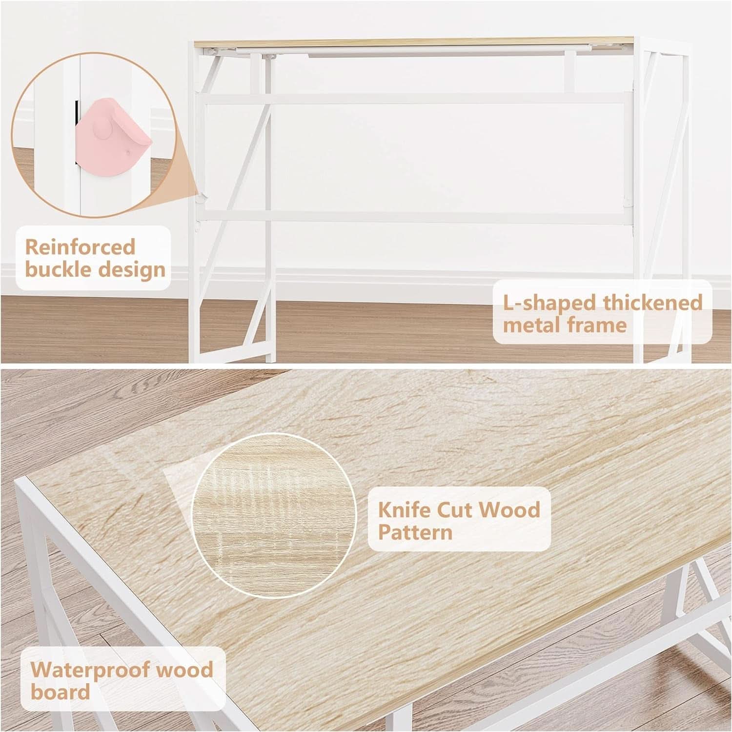 Foldable Desk For Home Office No Assembly 40.6 Inch Long