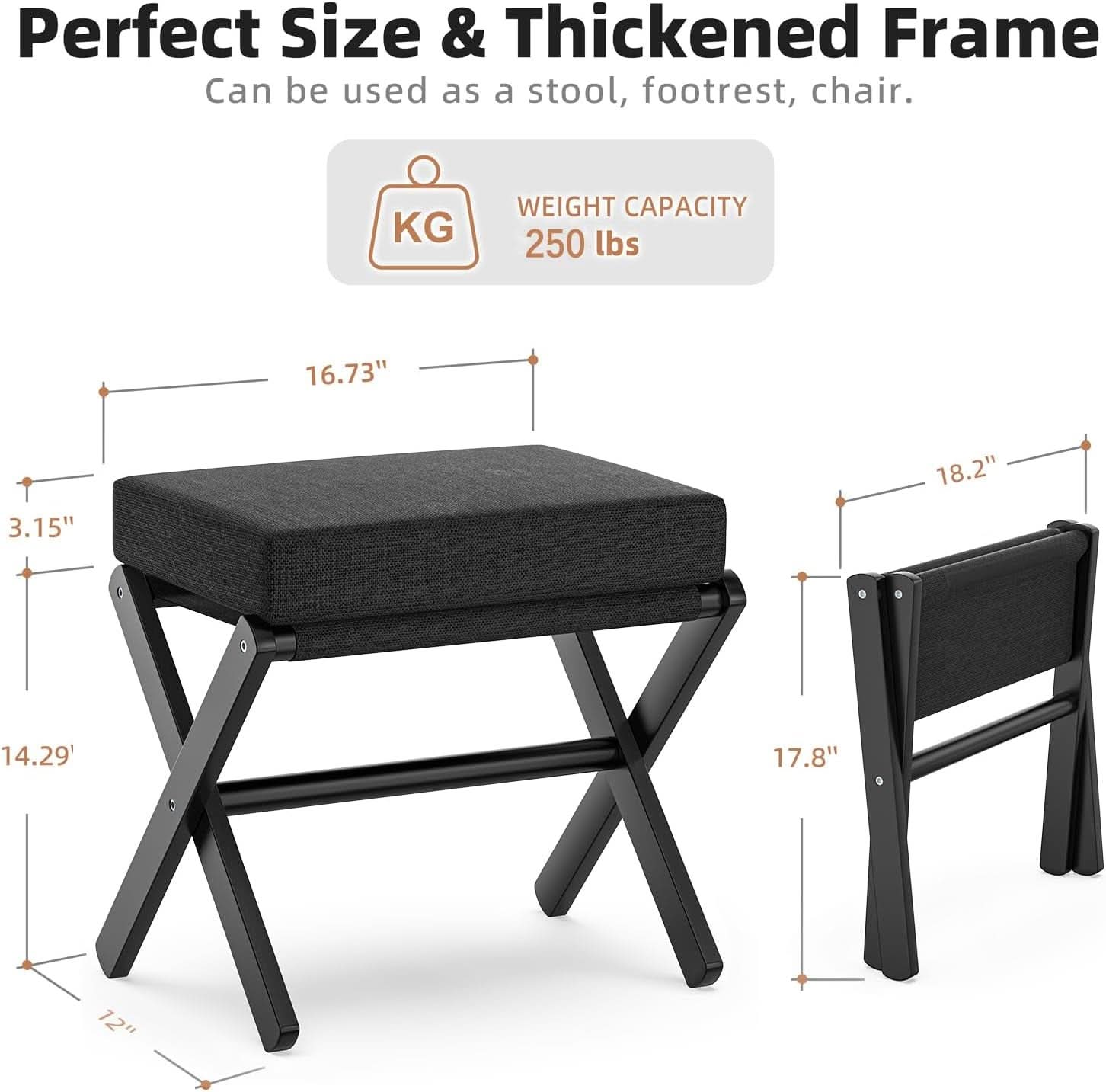 Foldable Foot Stool Black For Contemporary Living Room
