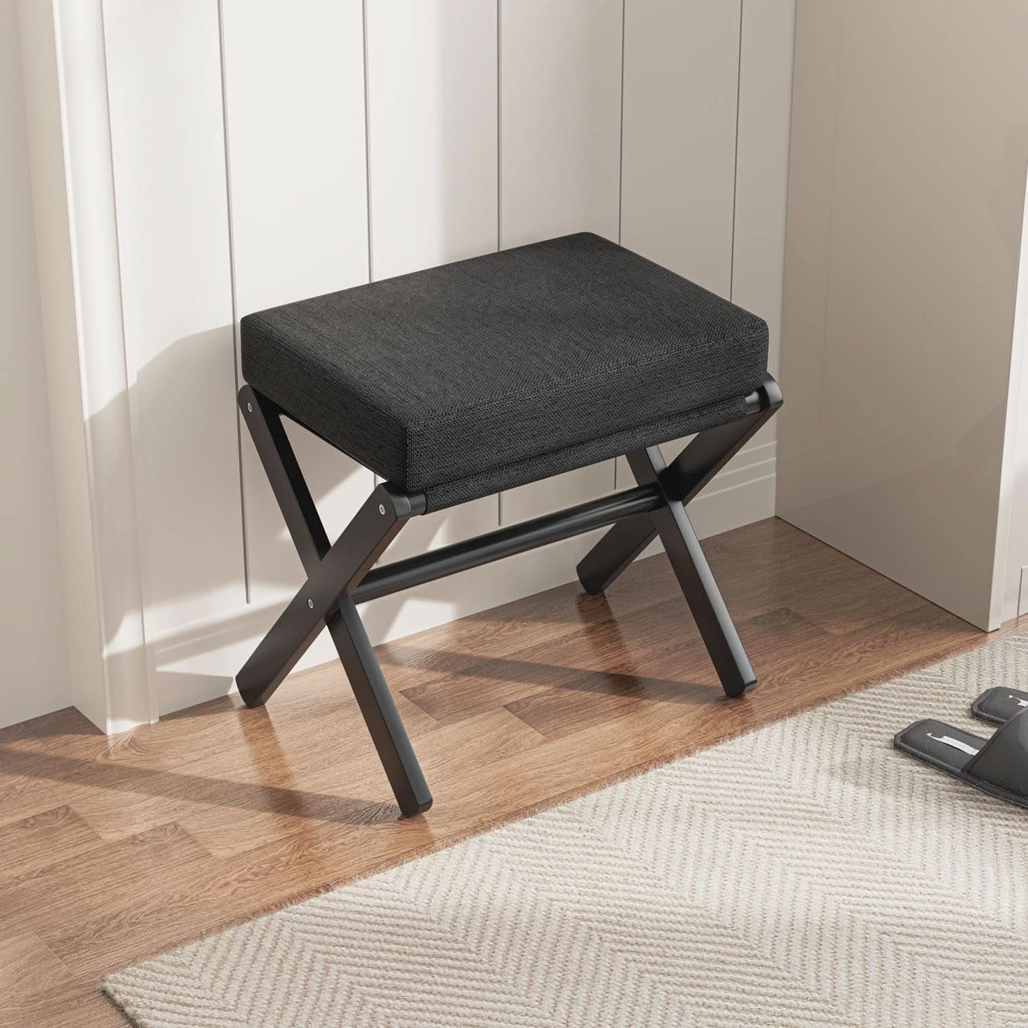 Foldable Foot Stool Black For Contemporary Living Room
