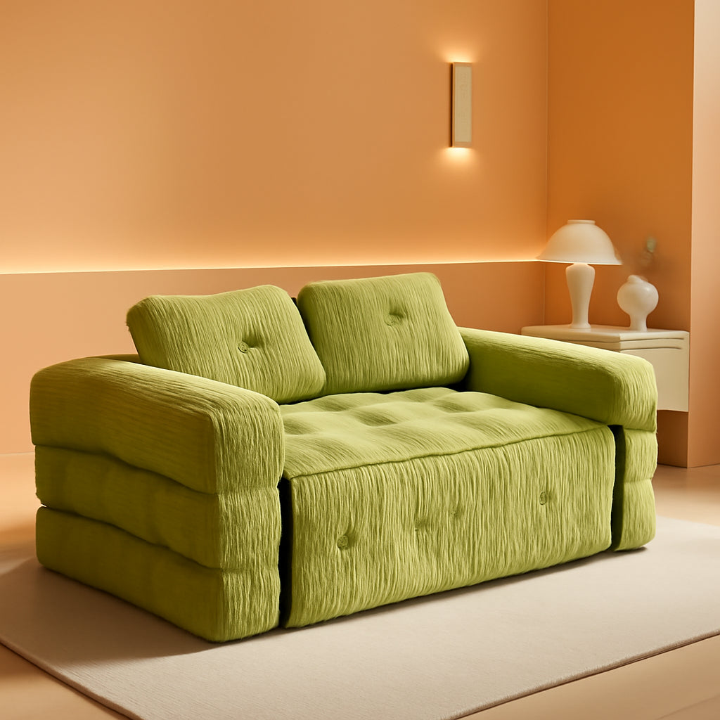 Foldable L Shaped Sleeper Sofa EmeraldGreen Deluxe