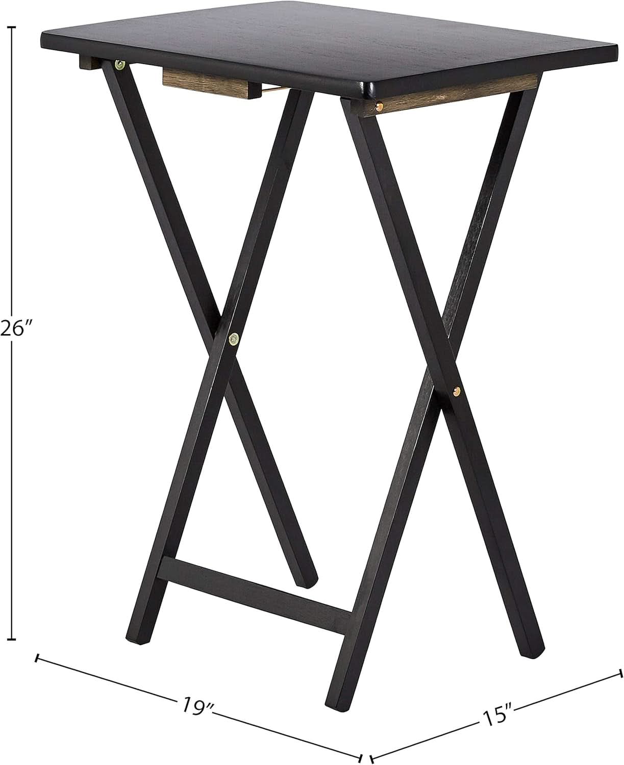 Foldable TV Dinner Tray Tables 4 Pack Black 15x19x26