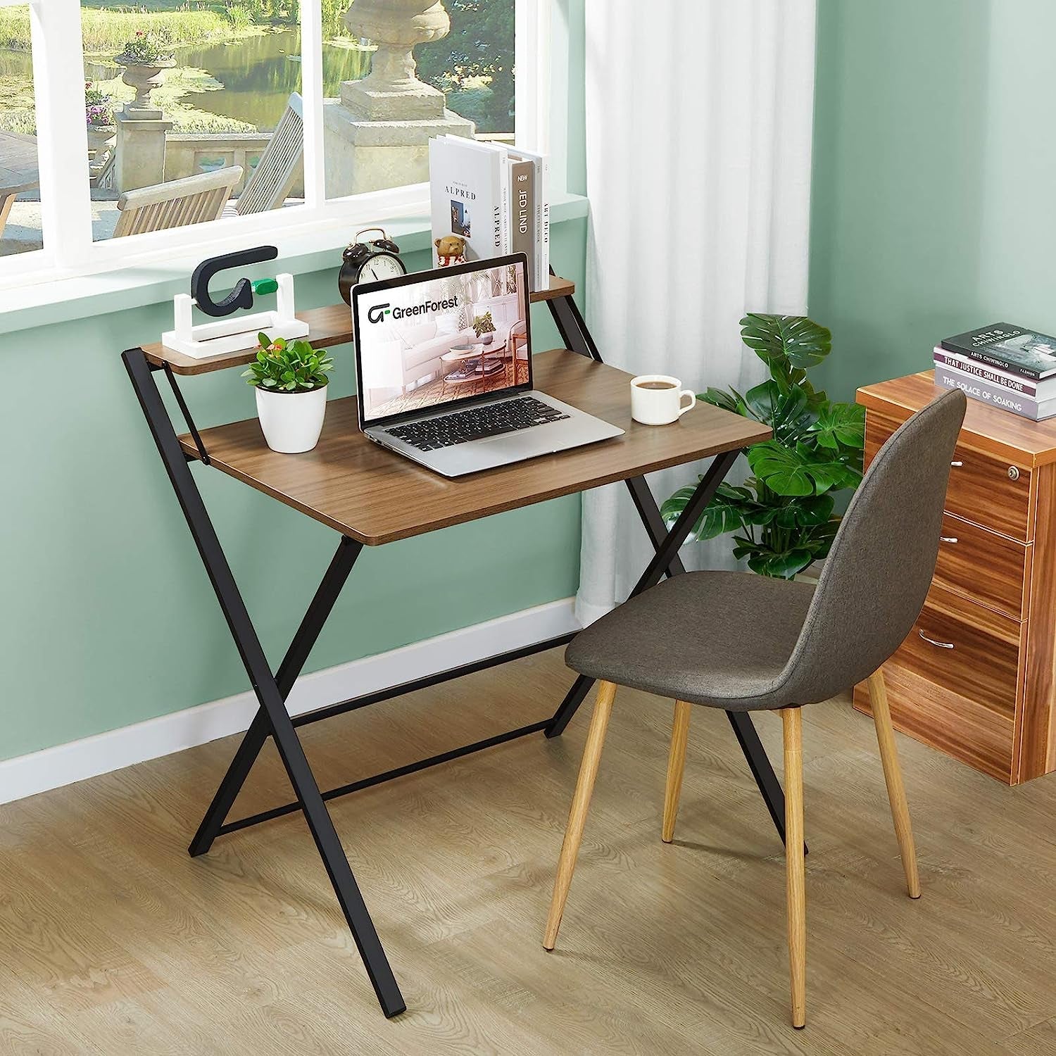 Foldable Two Tier Desk For Small Spaces No Assembly
