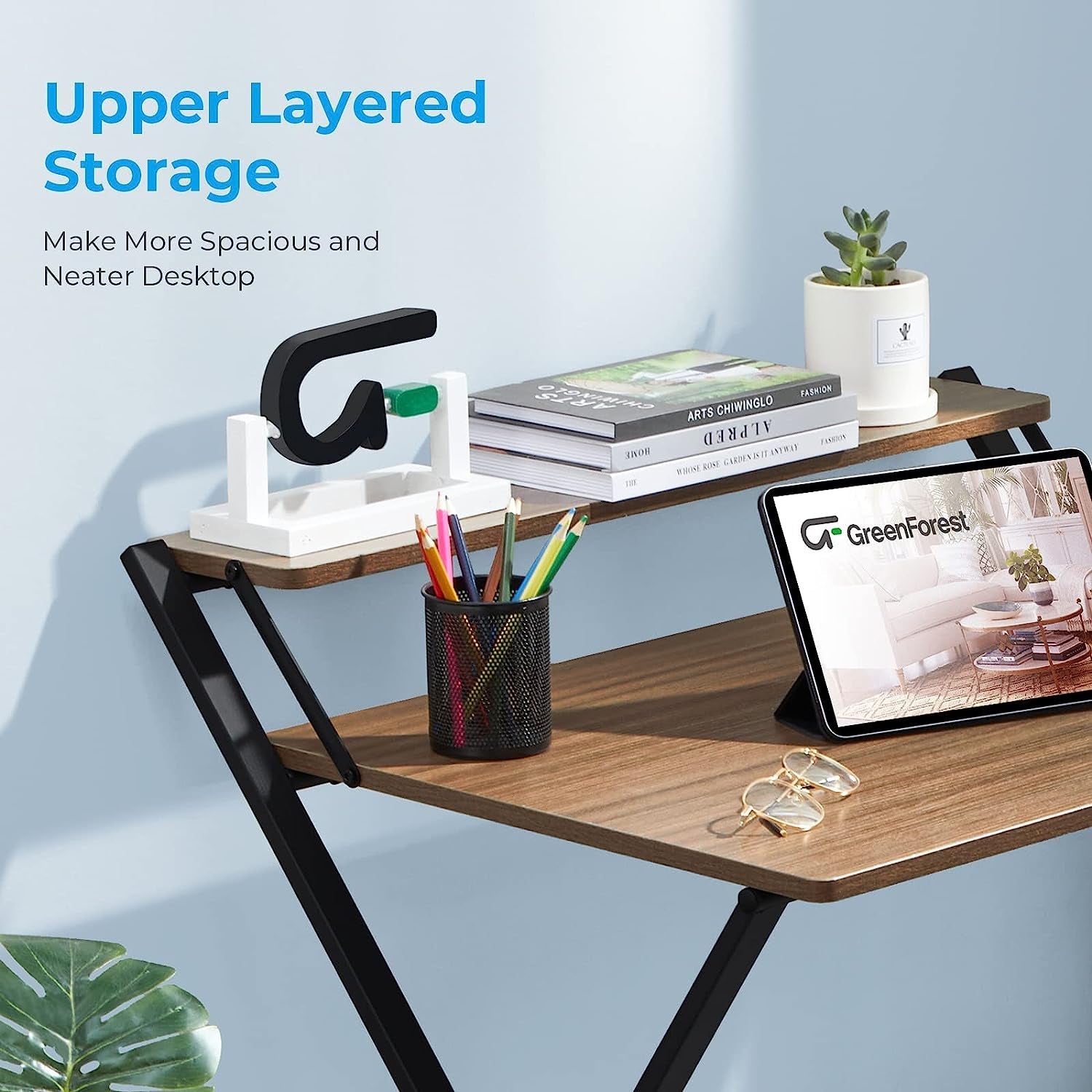 Foldable Two Tier Desk For Small Spaces No Assembly