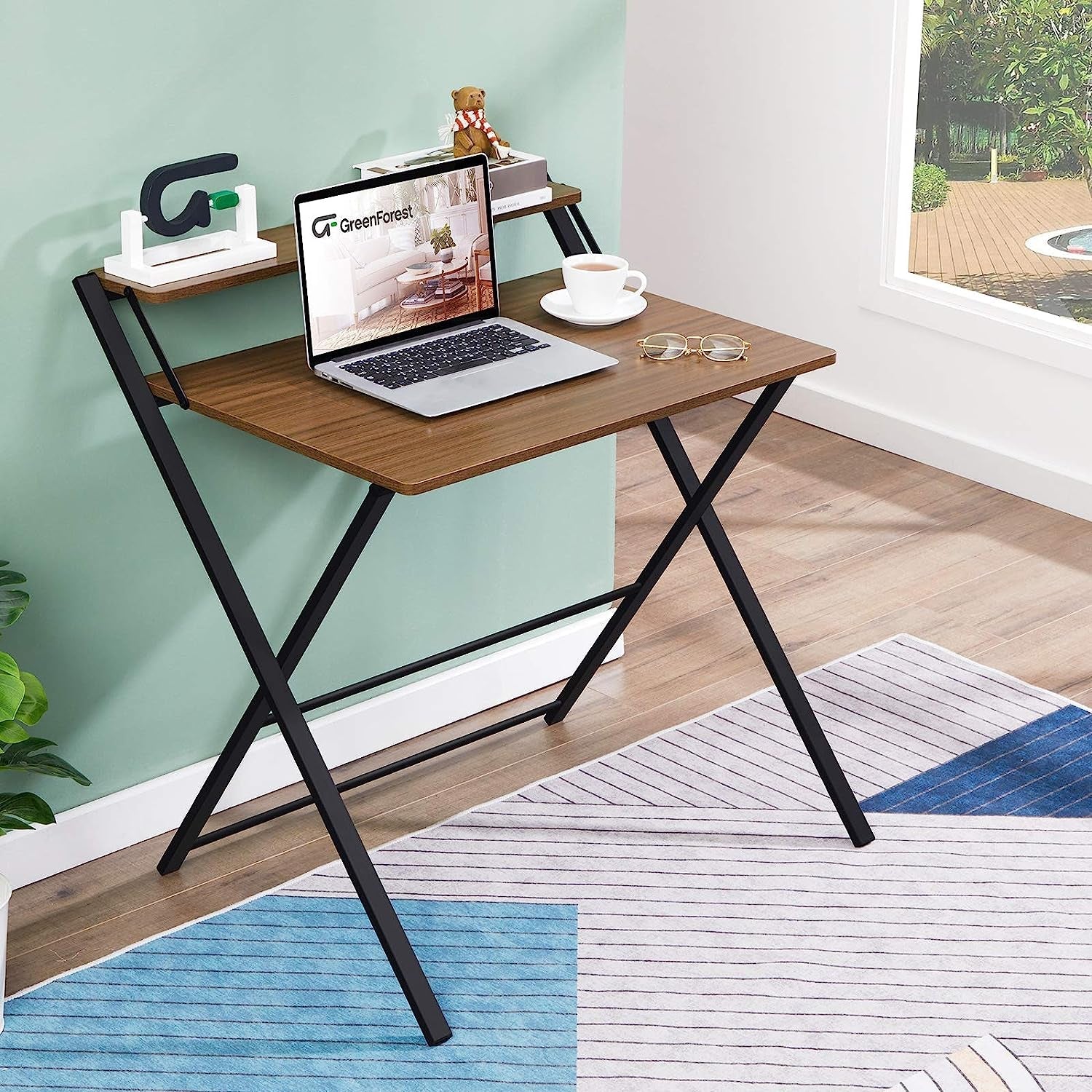Foldable Two Tier Desk For Small Spaces No Assembly