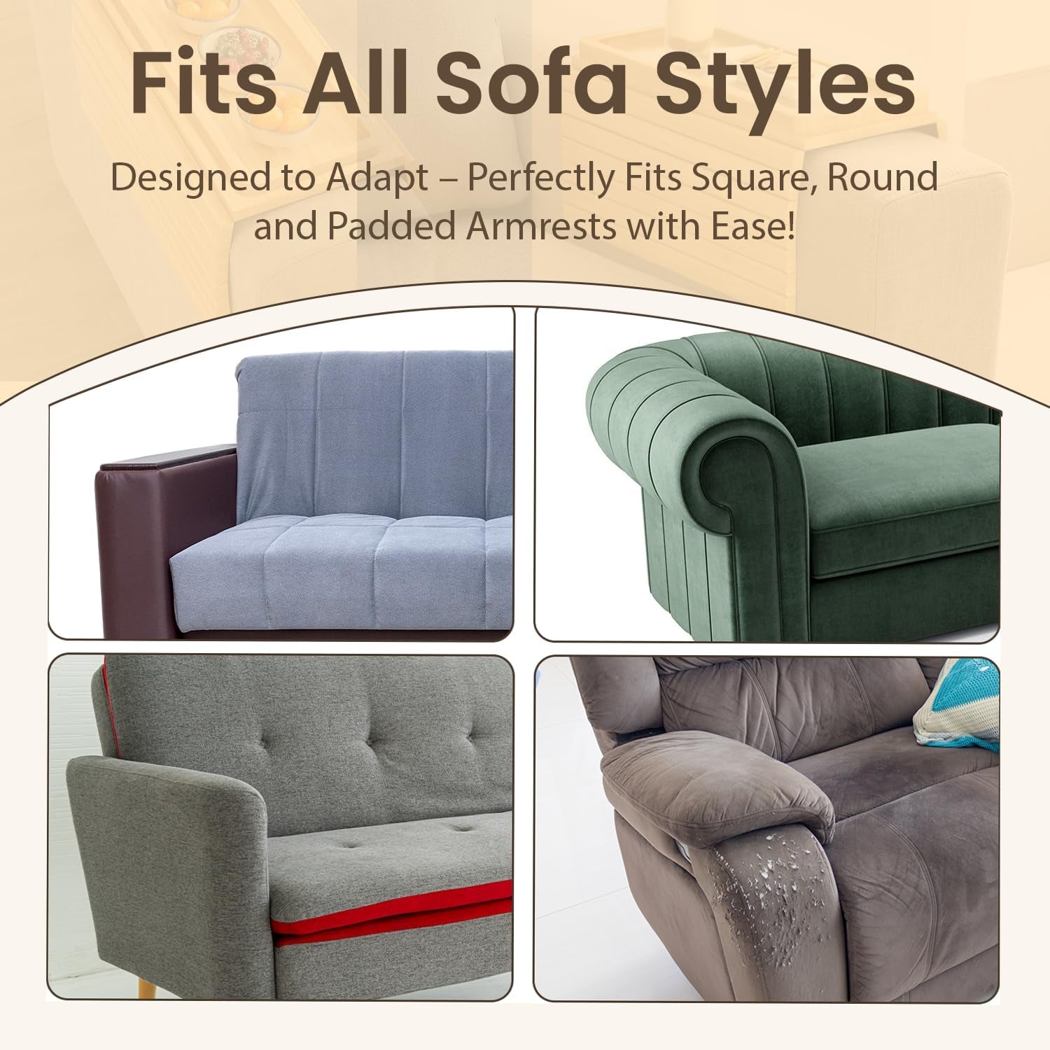 Foldable Wooden Sofa Arm Tray for Drinks and Snacks