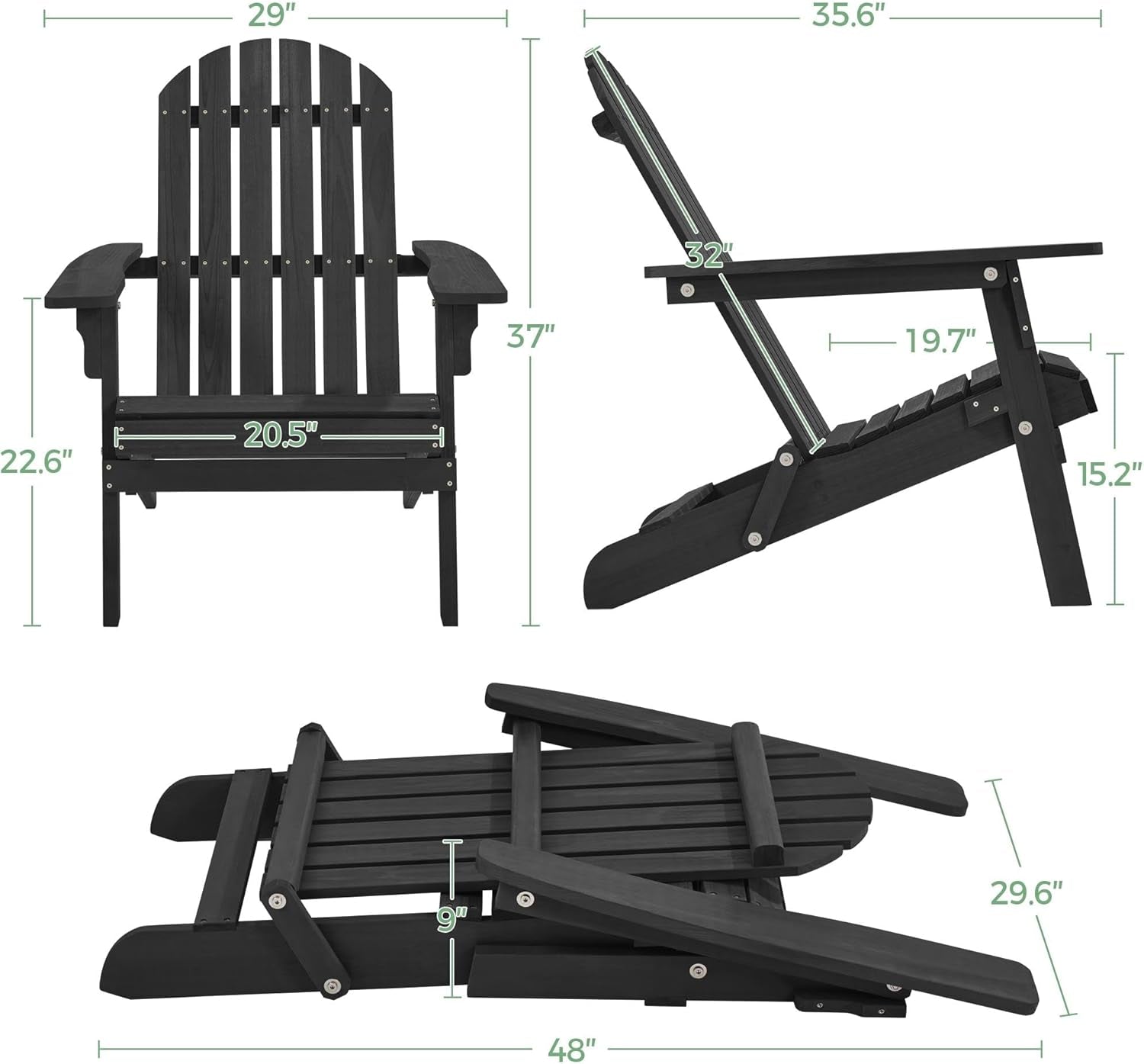 Folding Adirondack Chair Set of Two for Outdoors