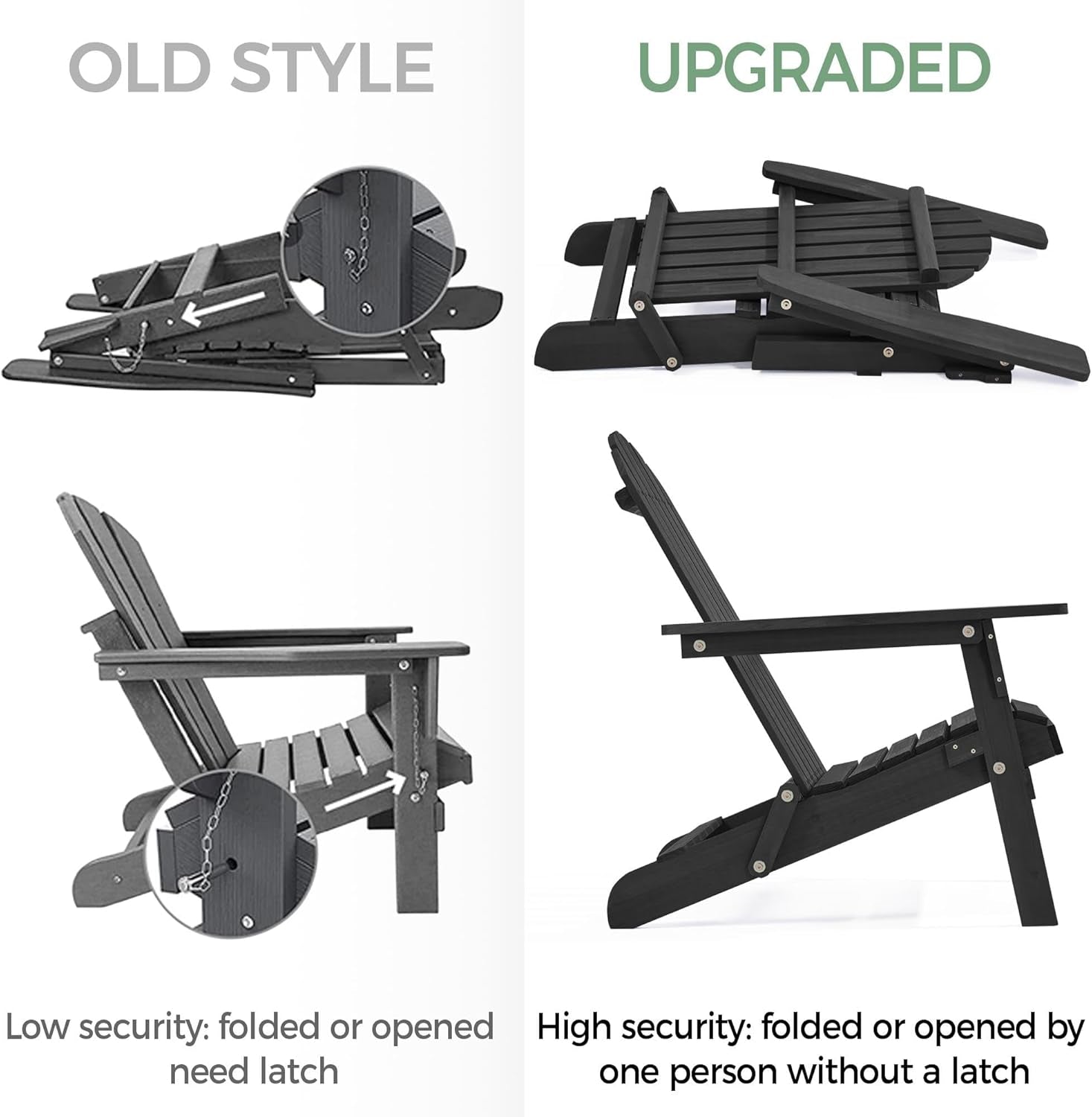 Folding Adirondack Chair Set of Two for Outdoors