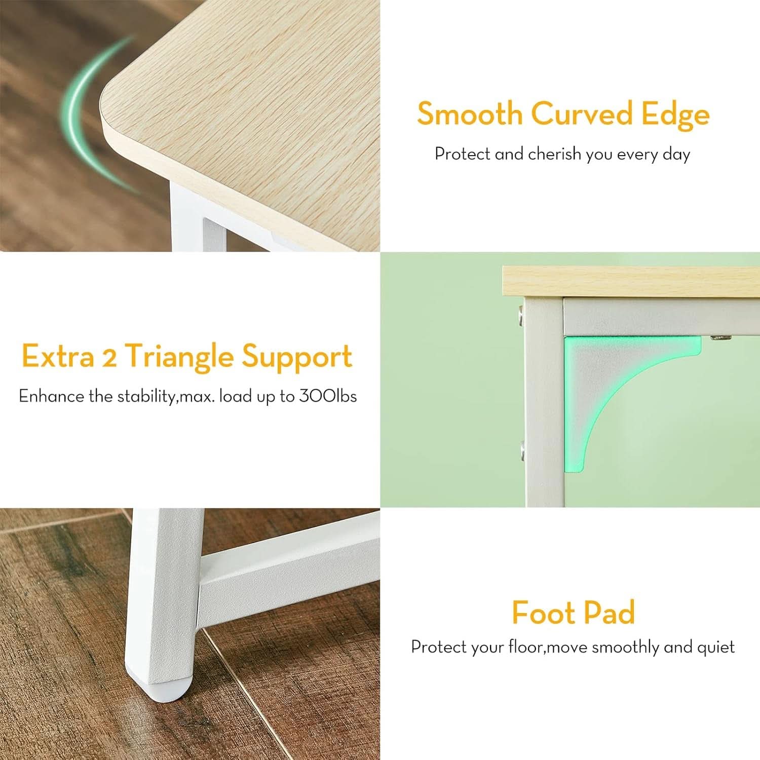 Folding Desk 31.5 Inch Oak Wood Small Space Computer Table