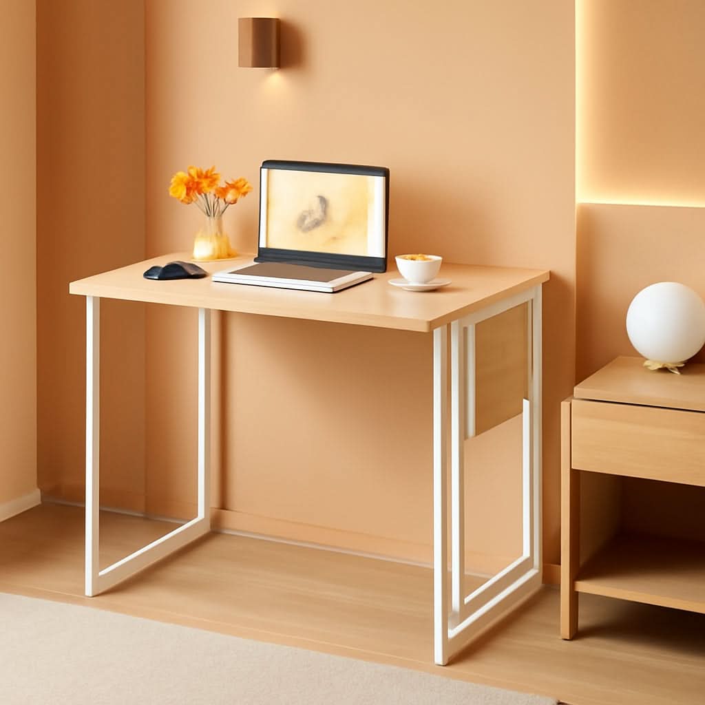 Folding Desk 31.5 Inch Oak Wood Small Space Computer Table