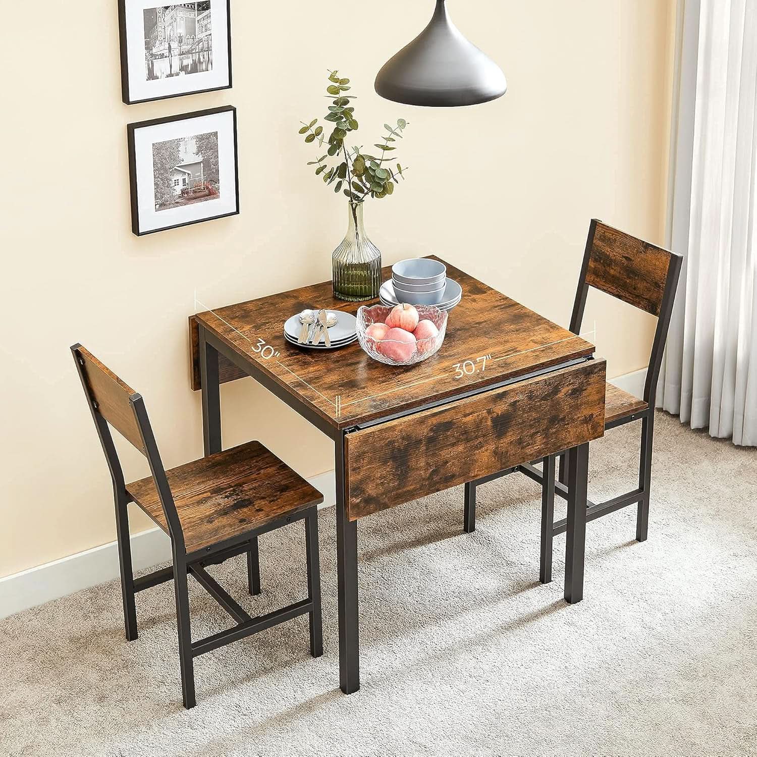 Folding Dining Table Drop Leaf Extendable Brown For Small Spaces Seats 2 To 4