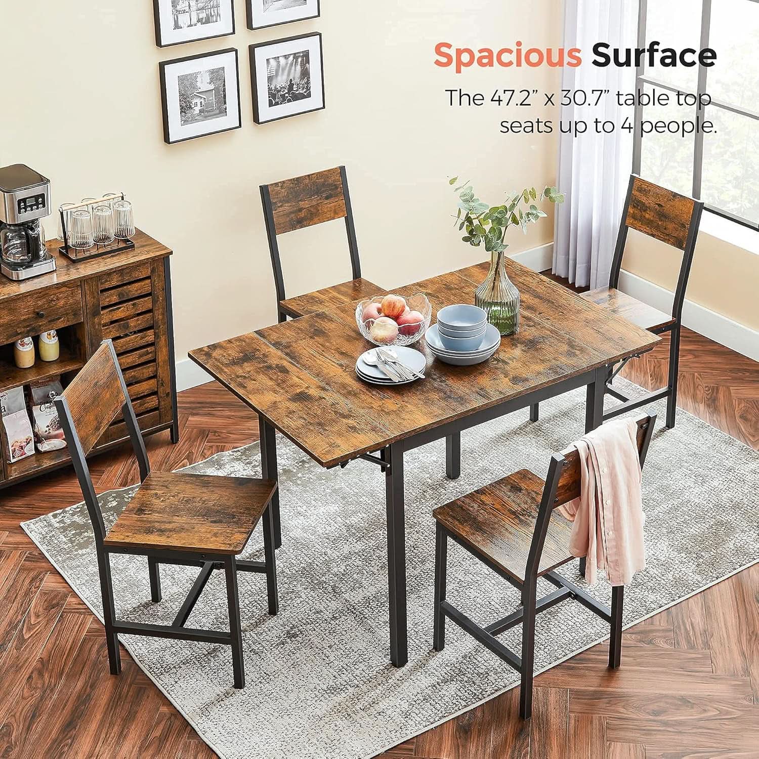 Folding Dining Table Drop Leaf Extendable Brown For Small Spaces Seats 2 To 4