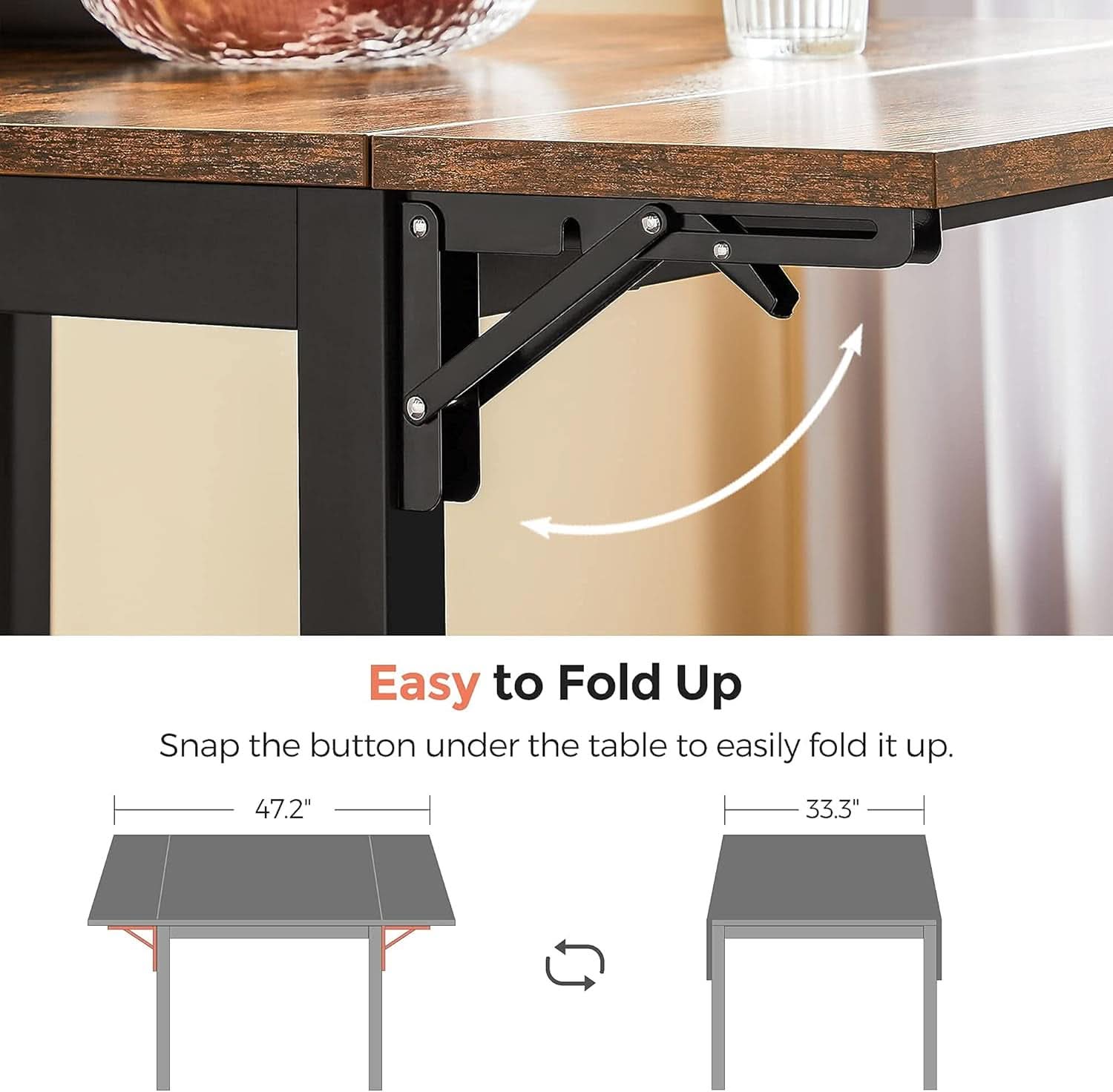 Folding Dining Table Drop Leaf Extendable Brown For Small Spaces Seats 2 To 4