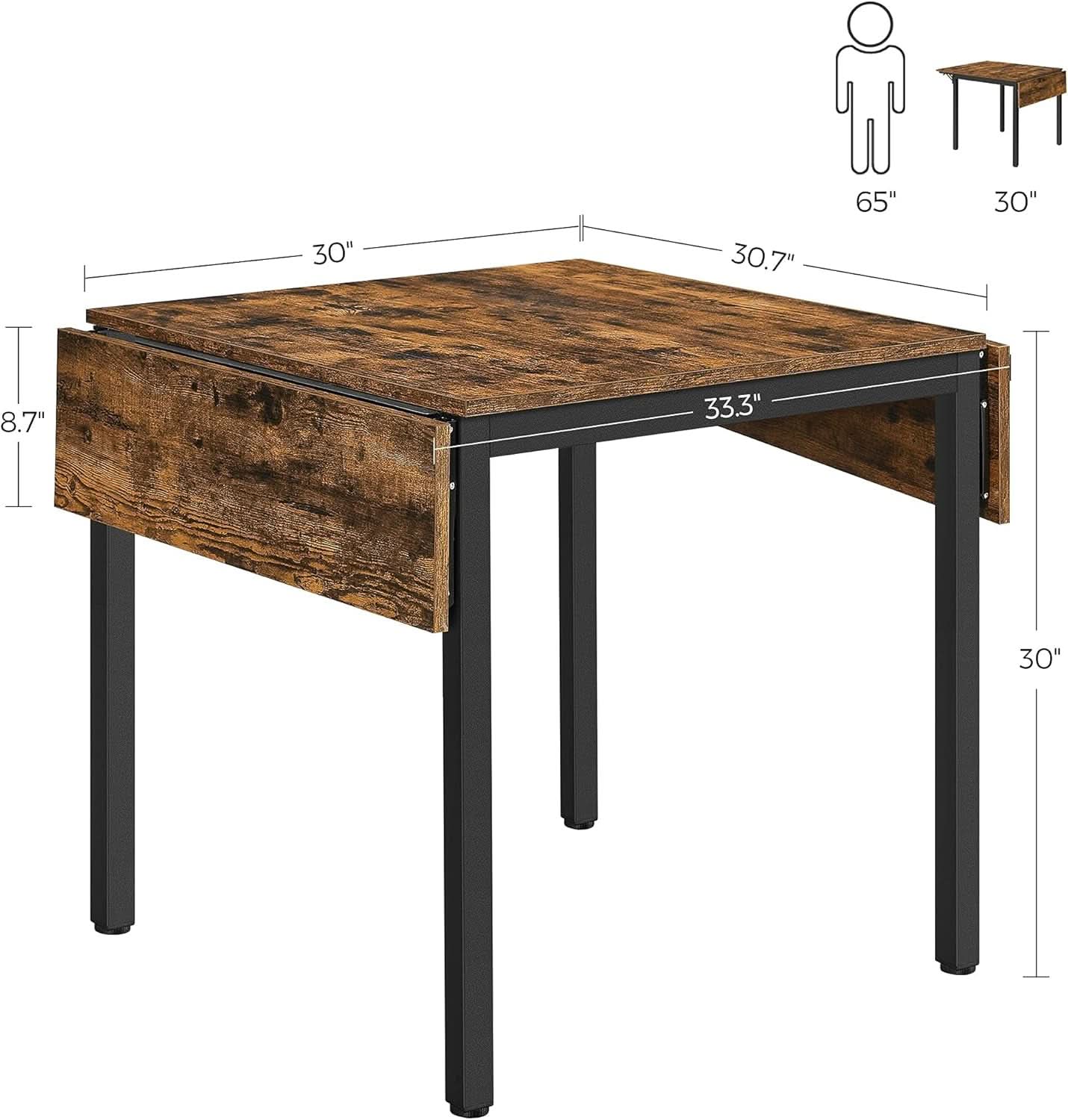 Folding Dining Table Drop Leaf Extendable Brown For Small Spaces Seats 2 To 4