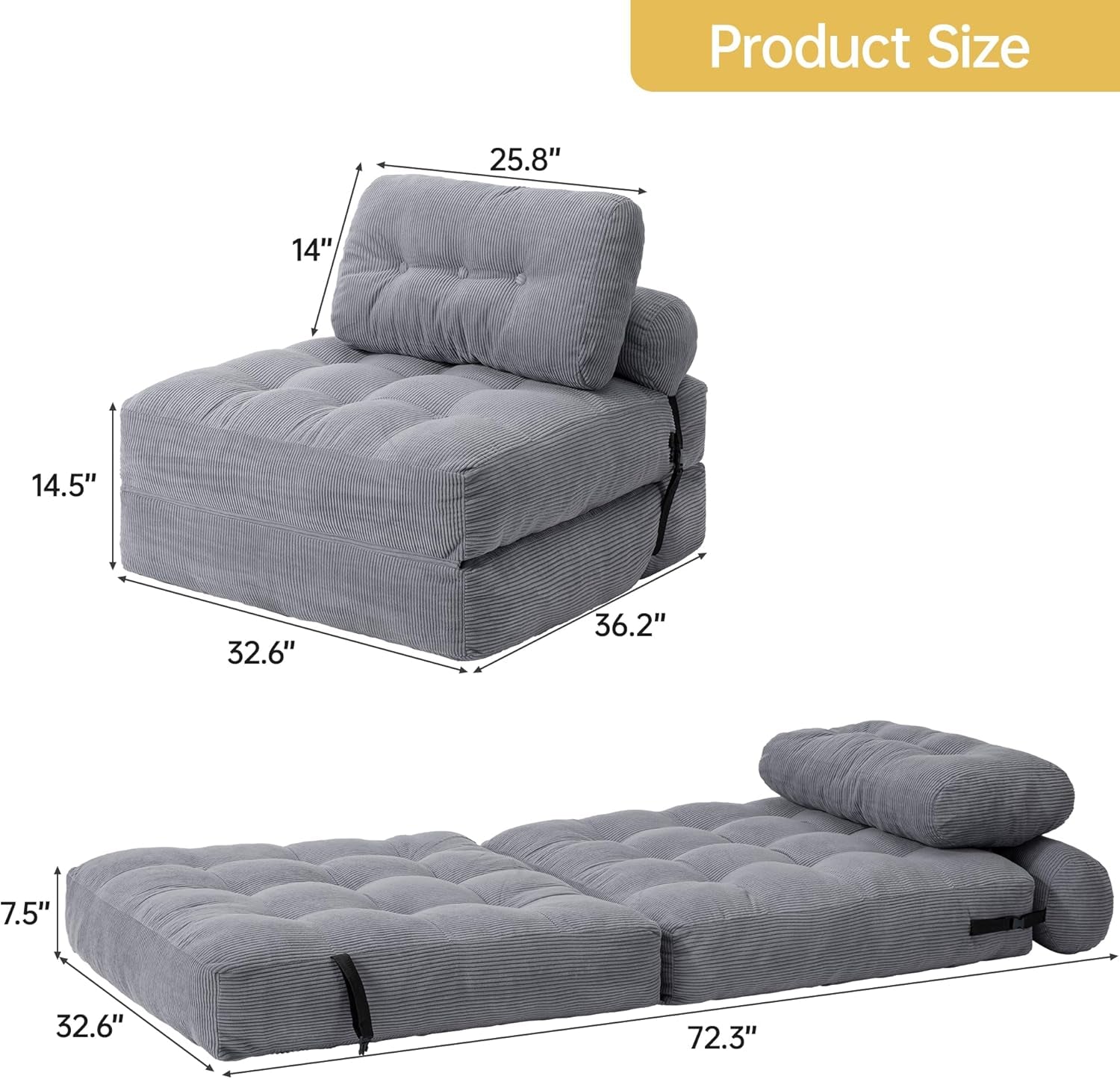 Folding Sofa Bed Convertible Chair for Small Spaces