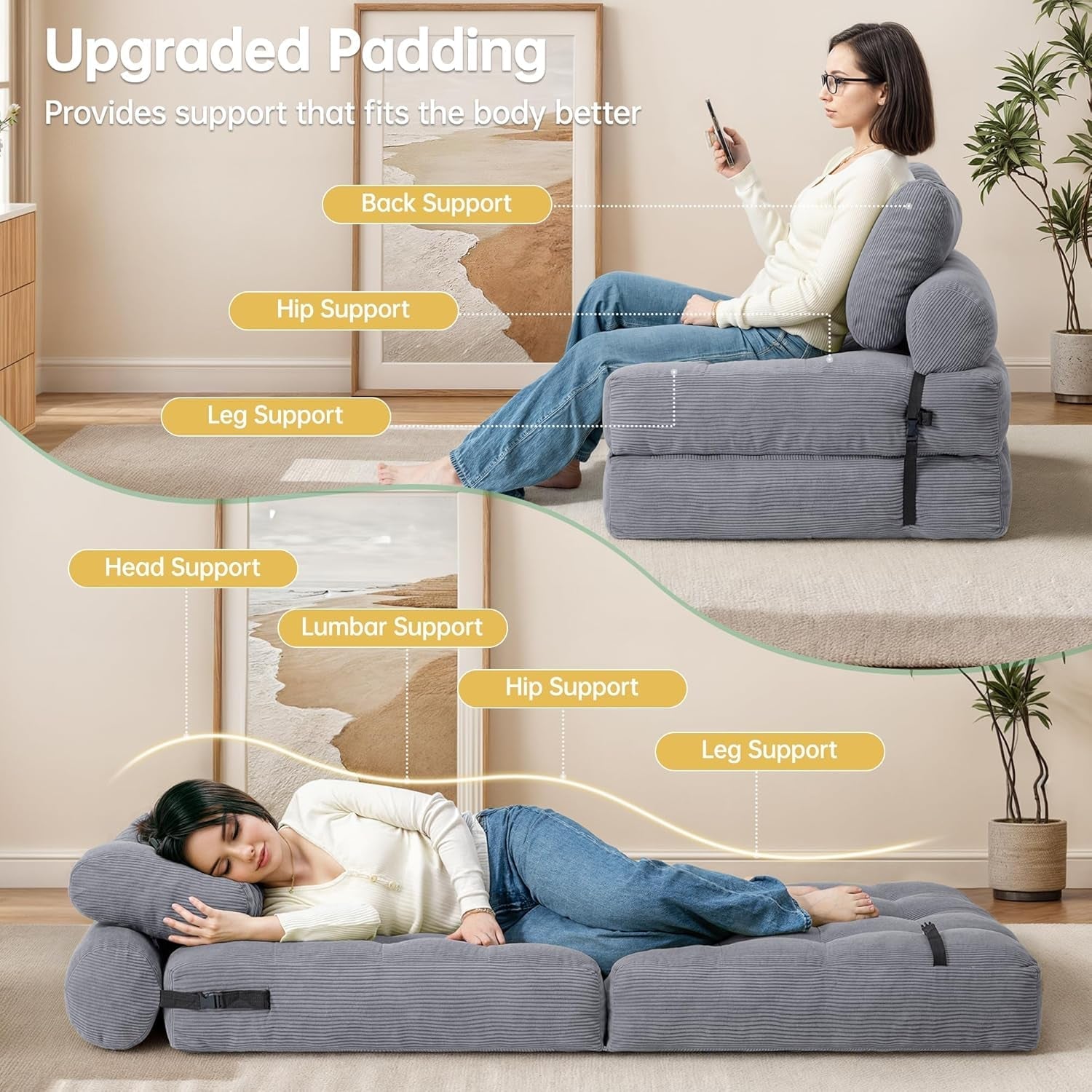 Folding Sofa Bed Convertible Chair for Small Spaces