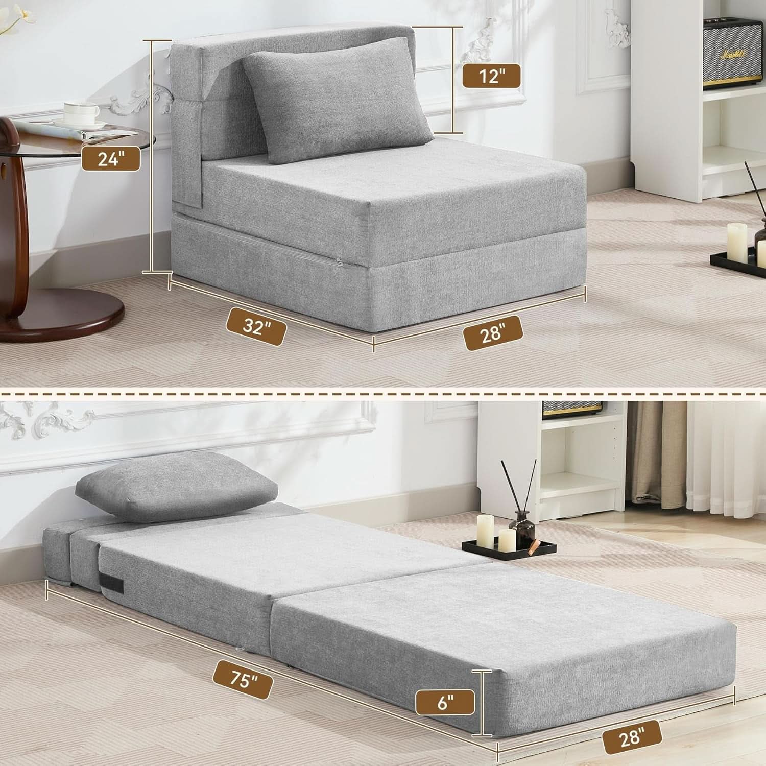 Folding Sofa Bed Convertible Couch with Memory Foam