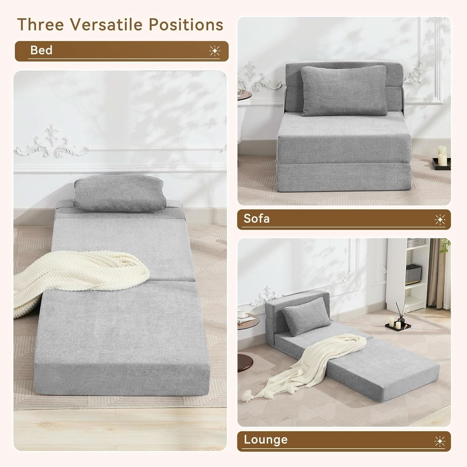Folding Sofa Bed Convertible Couch with Memory Foam