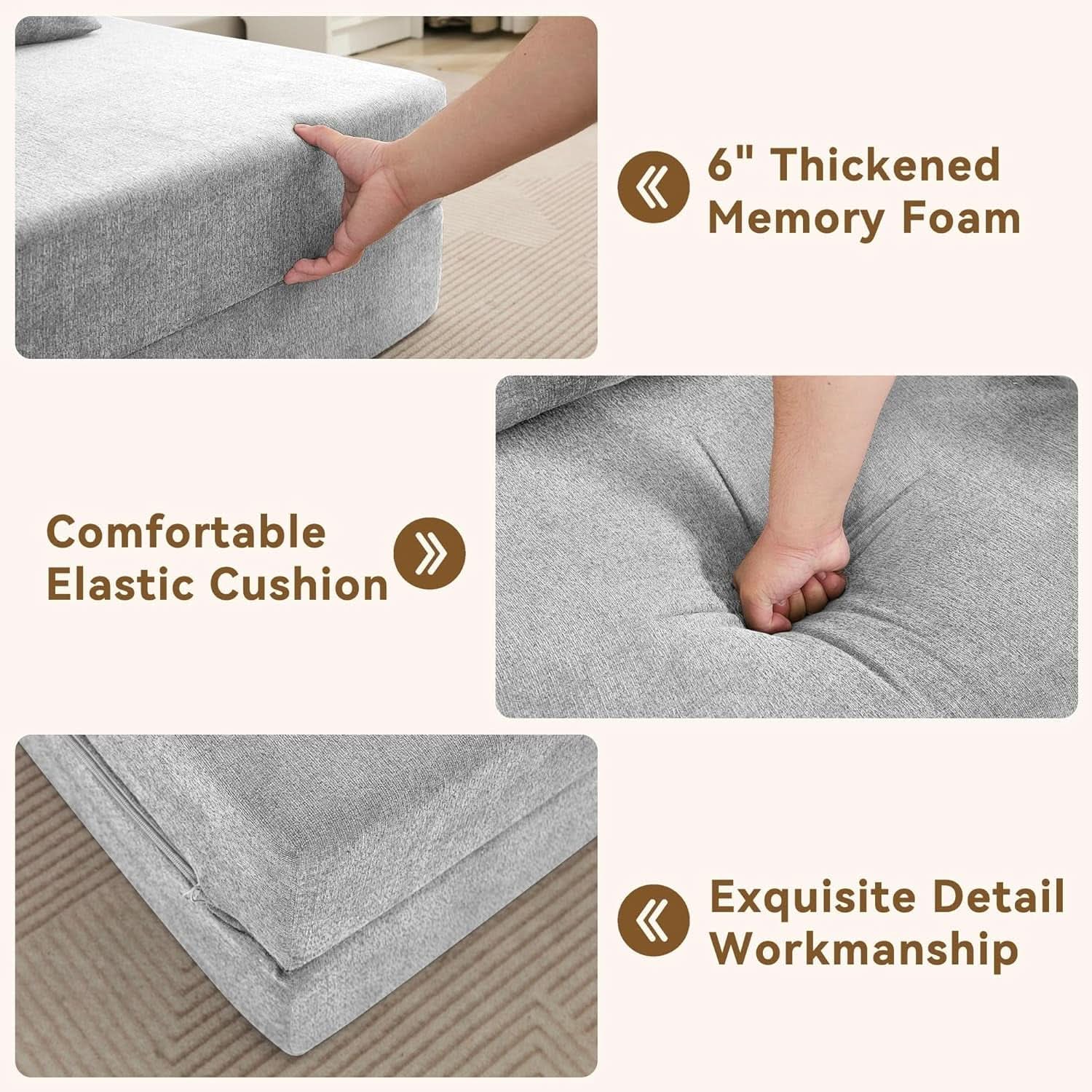 Folding Sofa Bed Convertible Couch with Memory Foam